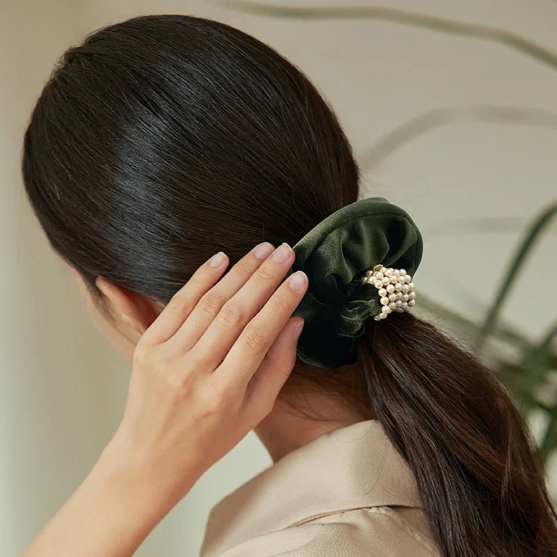 Jewel Large Scrunchies for Women - Elegant Hair Accessories with Rhinestones for Ponytails, Buns & Braids - Perfect for Parties, Weddings & Everyday Use