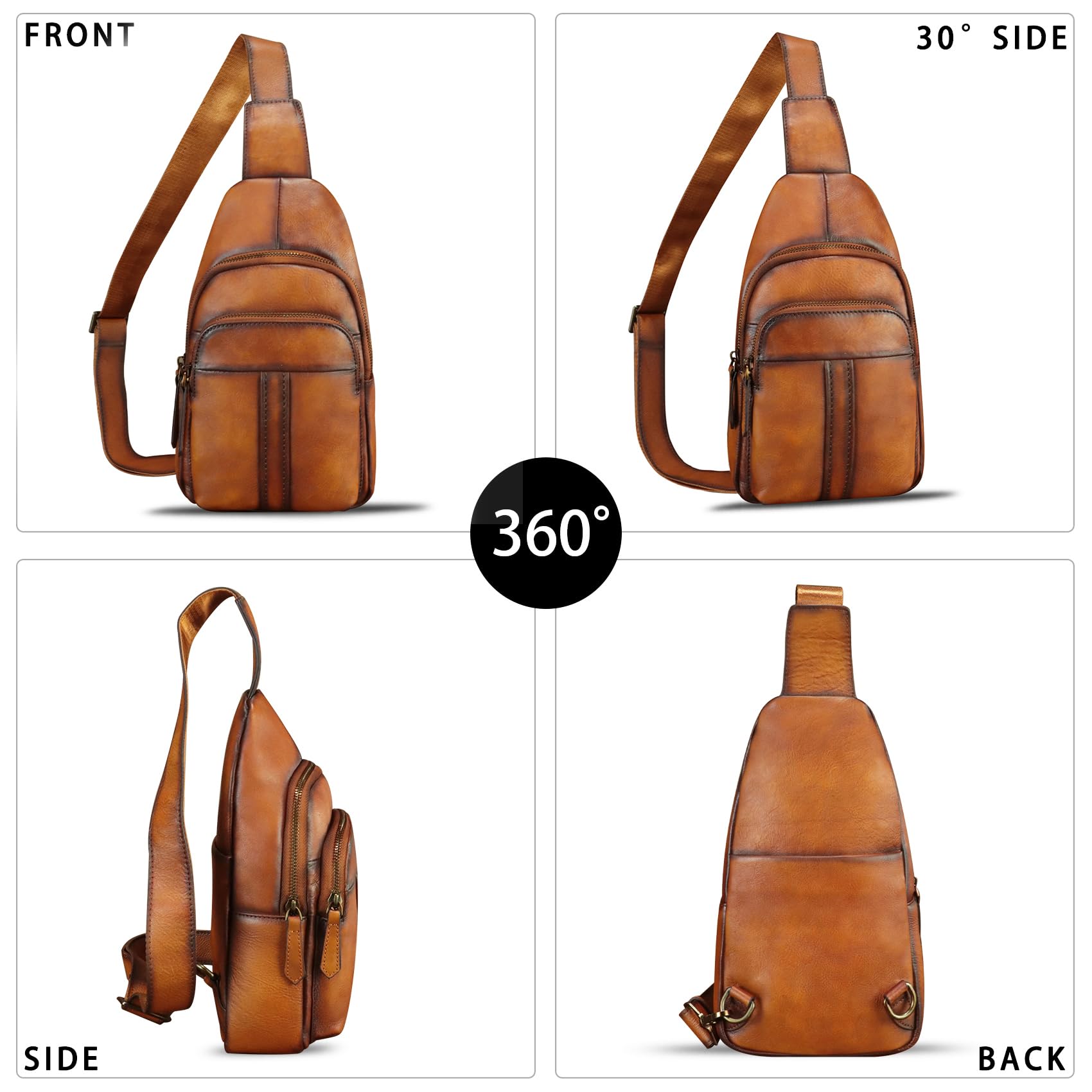 Genuine Leather Sling Bag for Women & Men - Real Leather Crossbody Backpack Purse - Perfect for Travel, Work & Everyday Use
