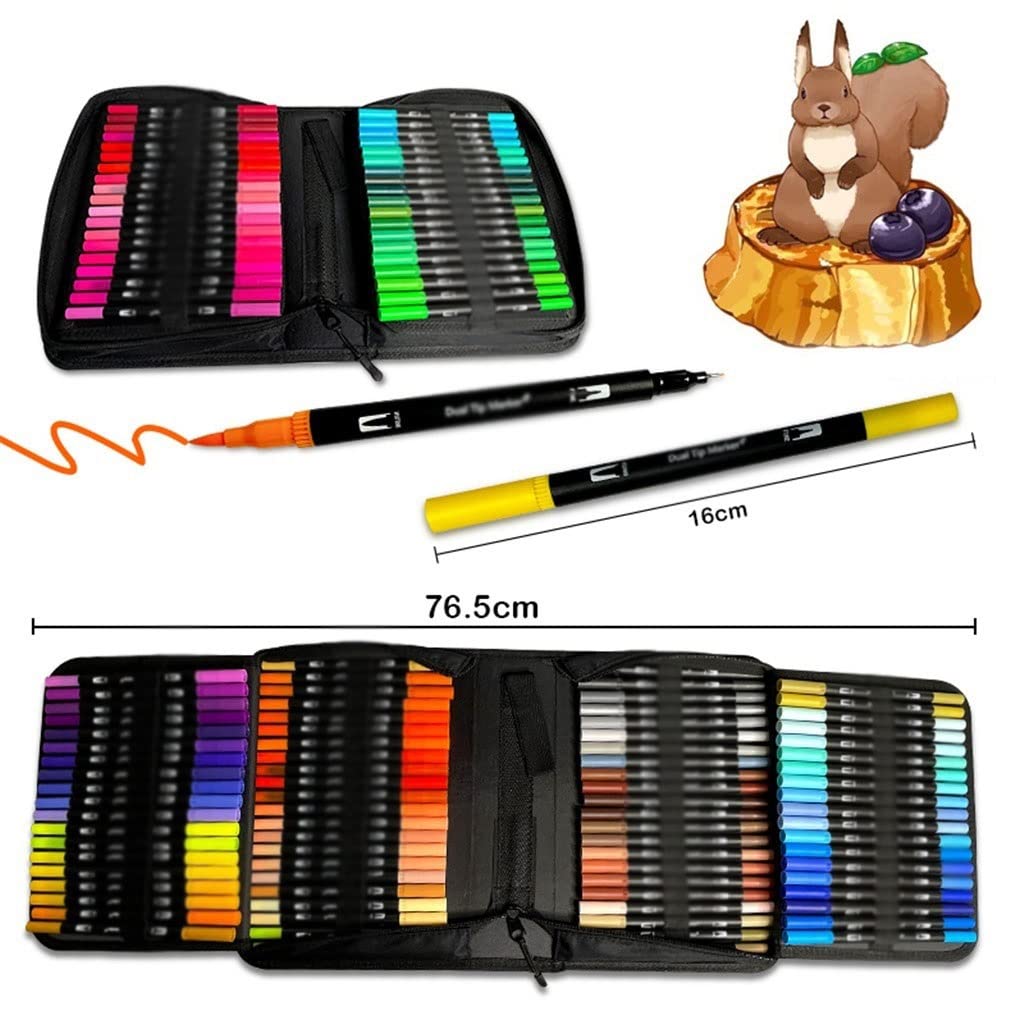 120 Colors Dual Tip Watercolor Brush Pens Set for Drawing, Painting, Calligraphy - Art Supplies for Adults & Kids - Perfect for Sketching, Coloring Books, Bullet Journaling, and DIY Crafts