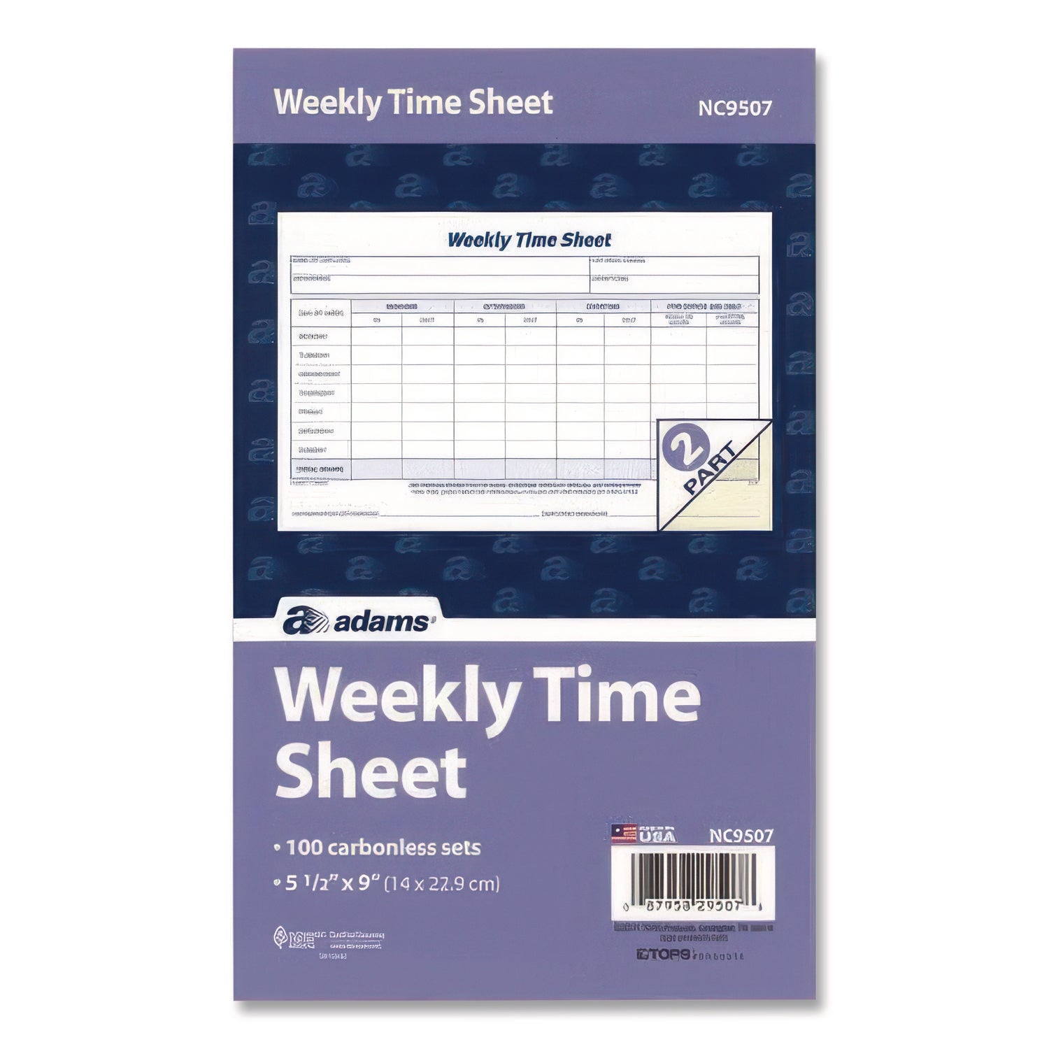 Adams® Weekly Time Sheets - 2-Part Carbonless Forms, 8.5