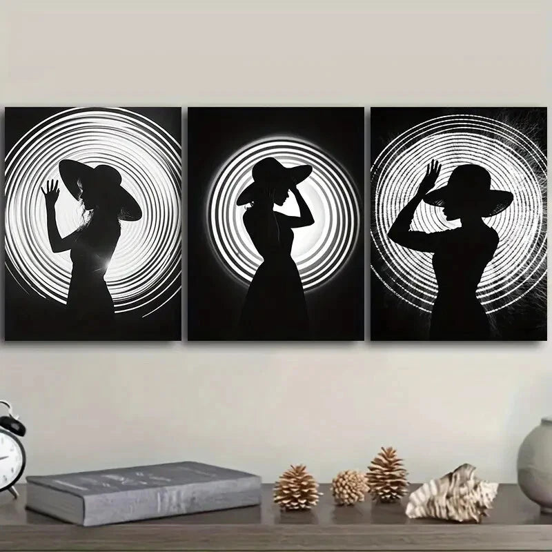 3-Piece 'The Girl Under the Circle' Wall Art Set - 40x60cm Framed Canvas Prints | High-Quality Australian-Made Home Decor | Ready to Hang for Living Room, Bedroom & Office