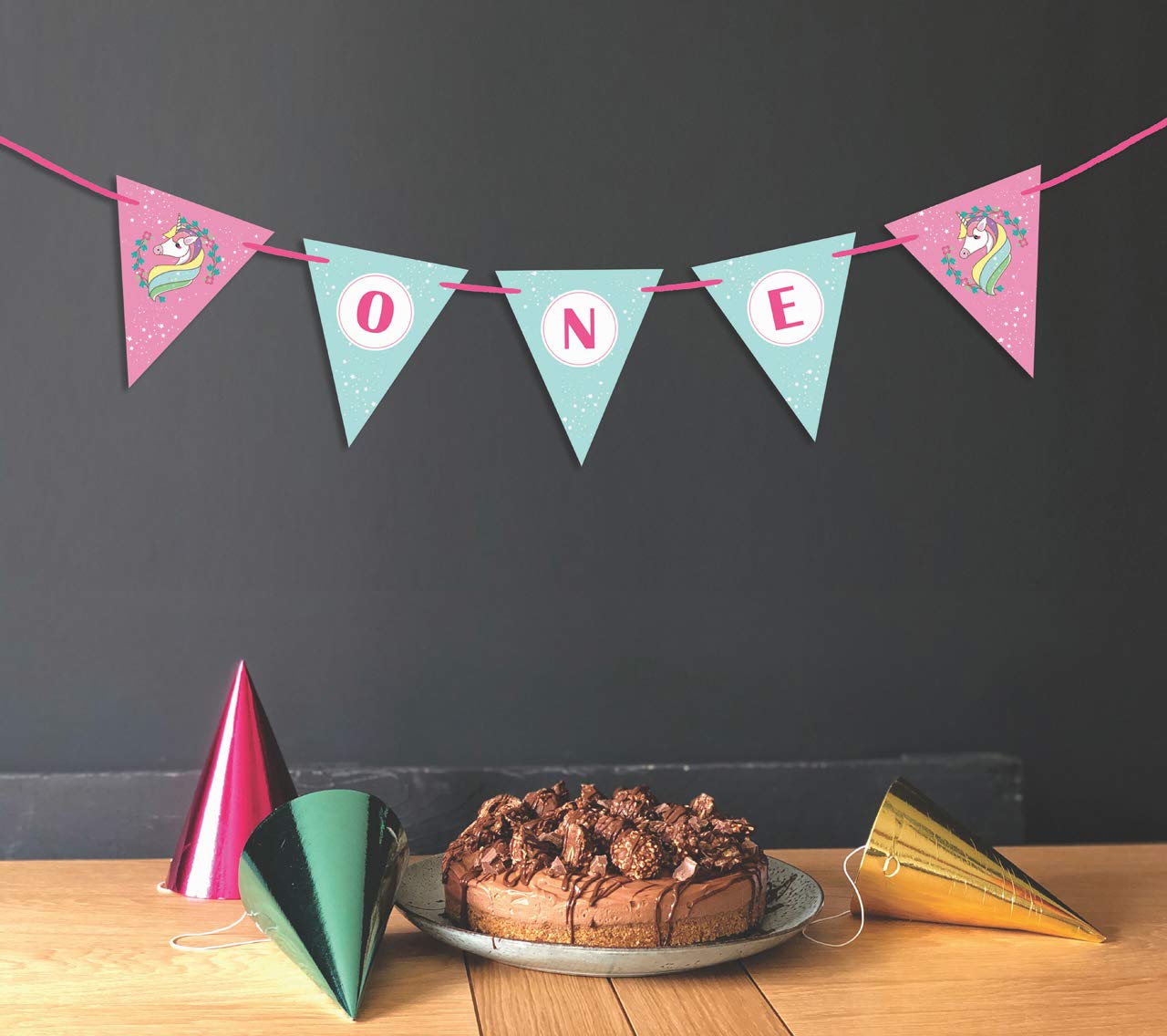 Pre-Strung 'I Am 1' Birthday Party Decorations - Unicorn Themed Pennant Banner for Boys - Perfect for 1st Birthday Celebrations, Baby Showers & Nursery Decor