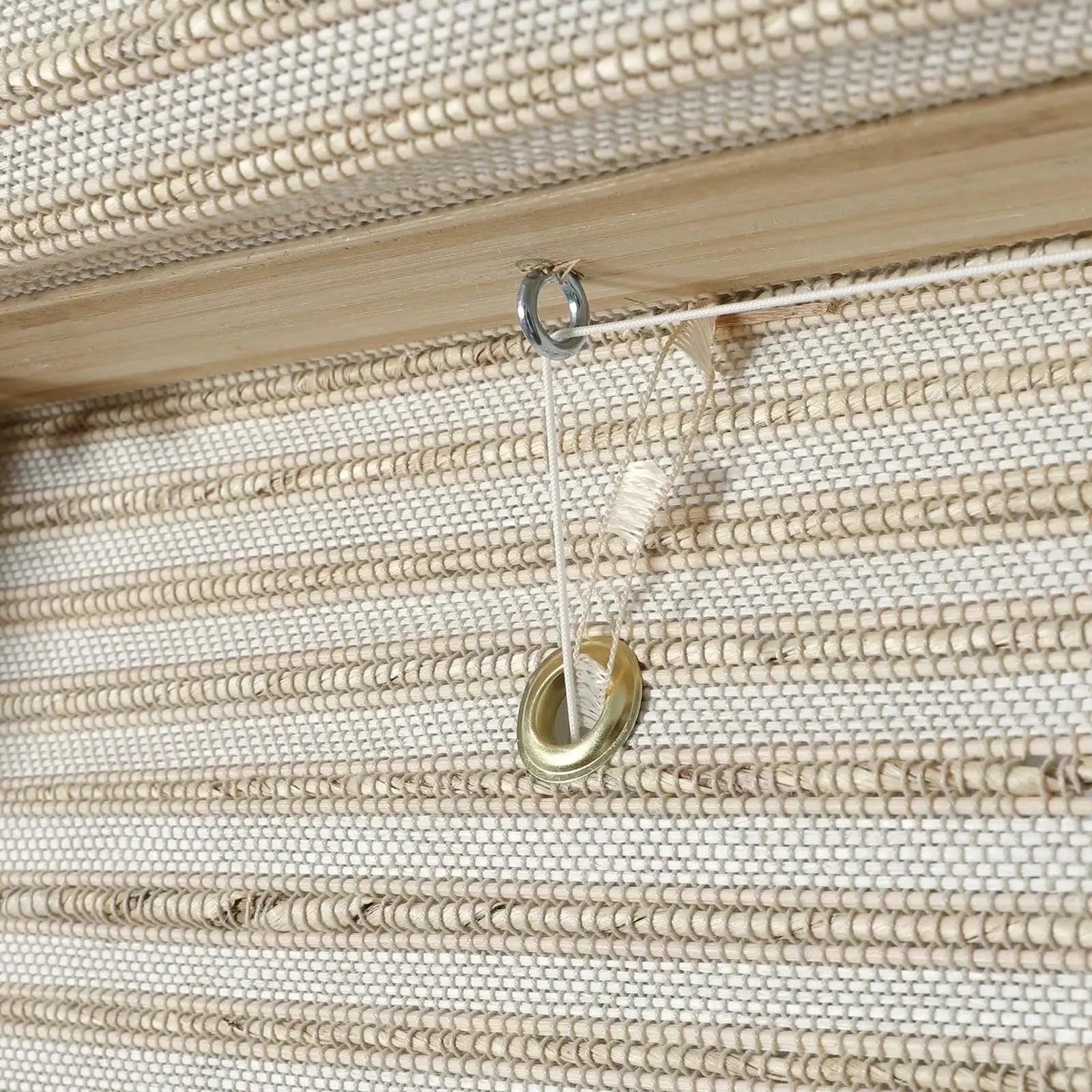 Natural Bamboo Woven Window Shade - Cream Color Eco-Friendly Roller Blind for Living Room & Bedroom Privacy & Sun Protection