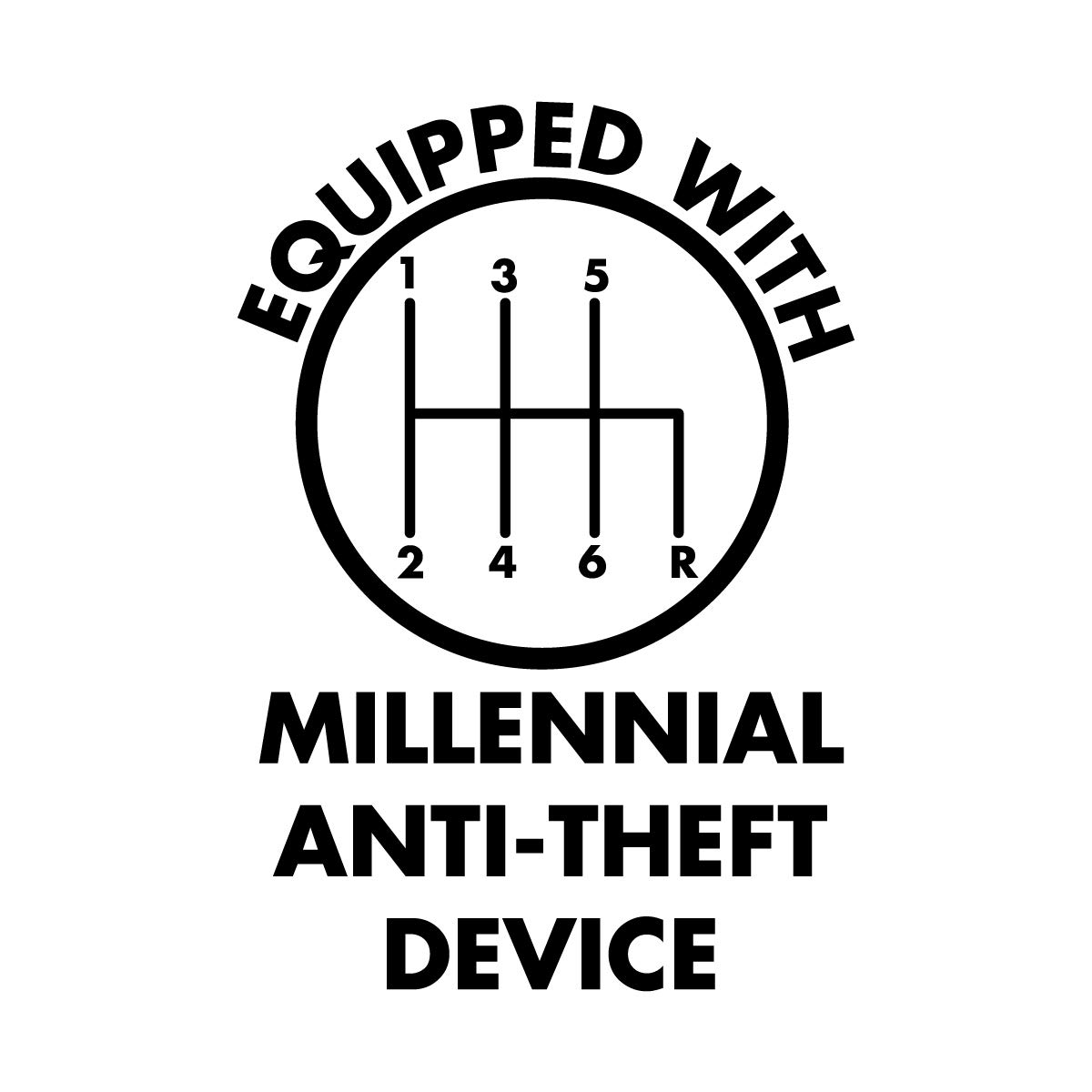 5 Inch Black Vinyl Decal for Milk Mug - Anti-Theft Millennial Design with Stick Shift | Perfect for Coffee Cups, Travel Mugs & DIY Craft Projects