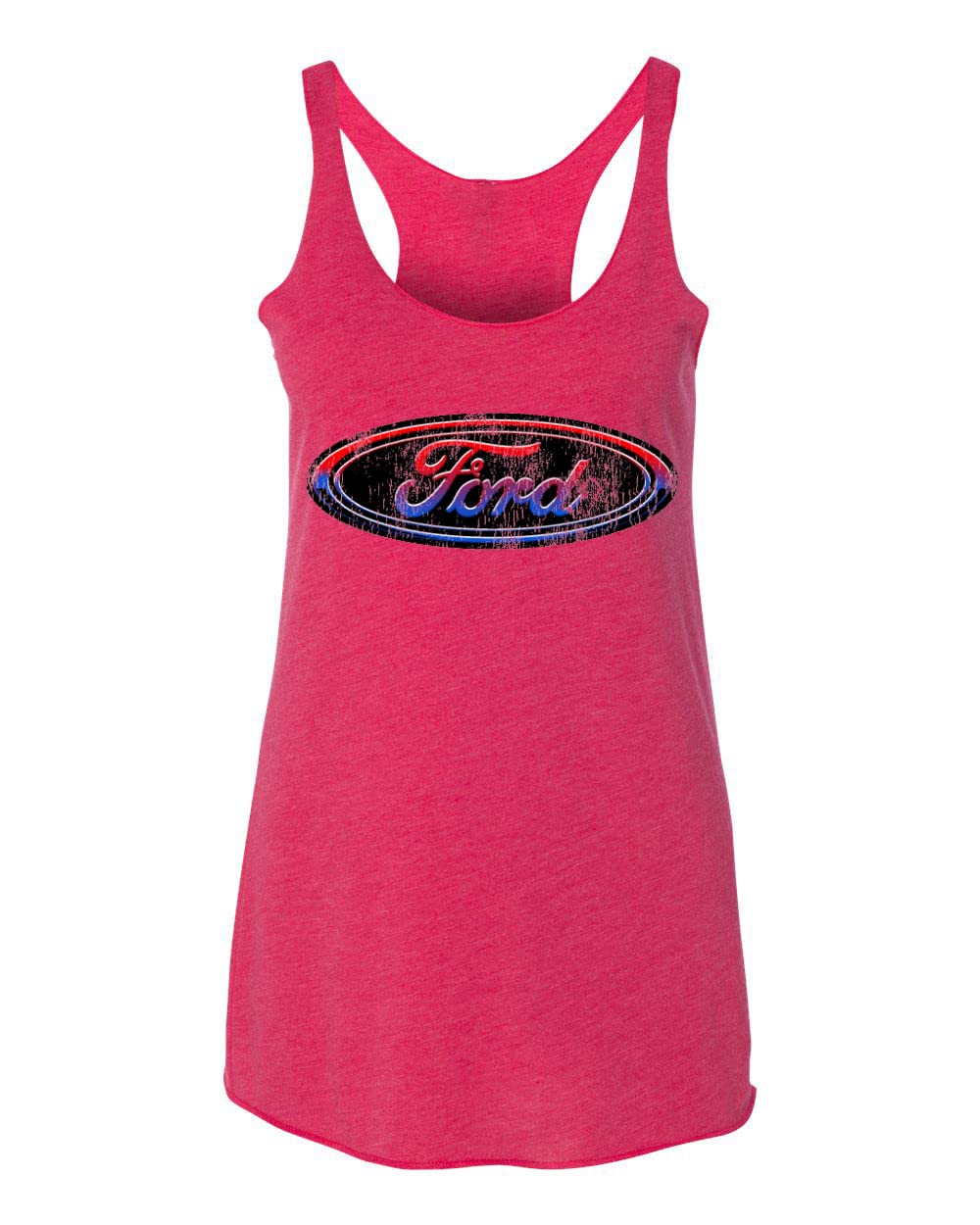 Red Blue Black Ford Logo Cars Trucks Tri-Blend Racerback Tank Top for Men - Comfortable Muscle Tee for Car Enthusiasts, Racing Fans & Casual Wear