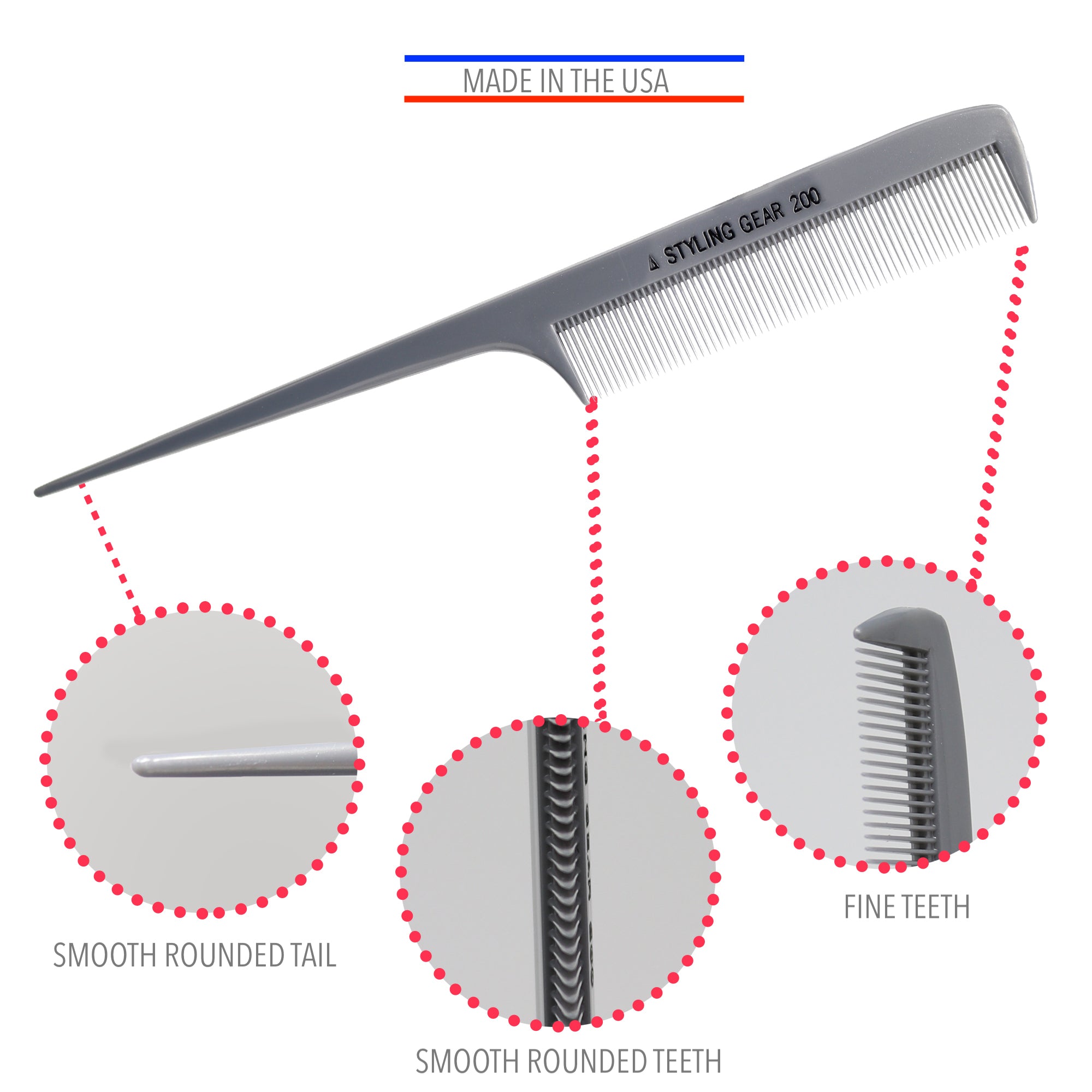 200 Pack Professional Rat Tail Combs 8.5 Inch Fine Teeth Styling Comb with Square Back - Perfect for Salon, Barber Shops & Home Hair Styling (12 Count)