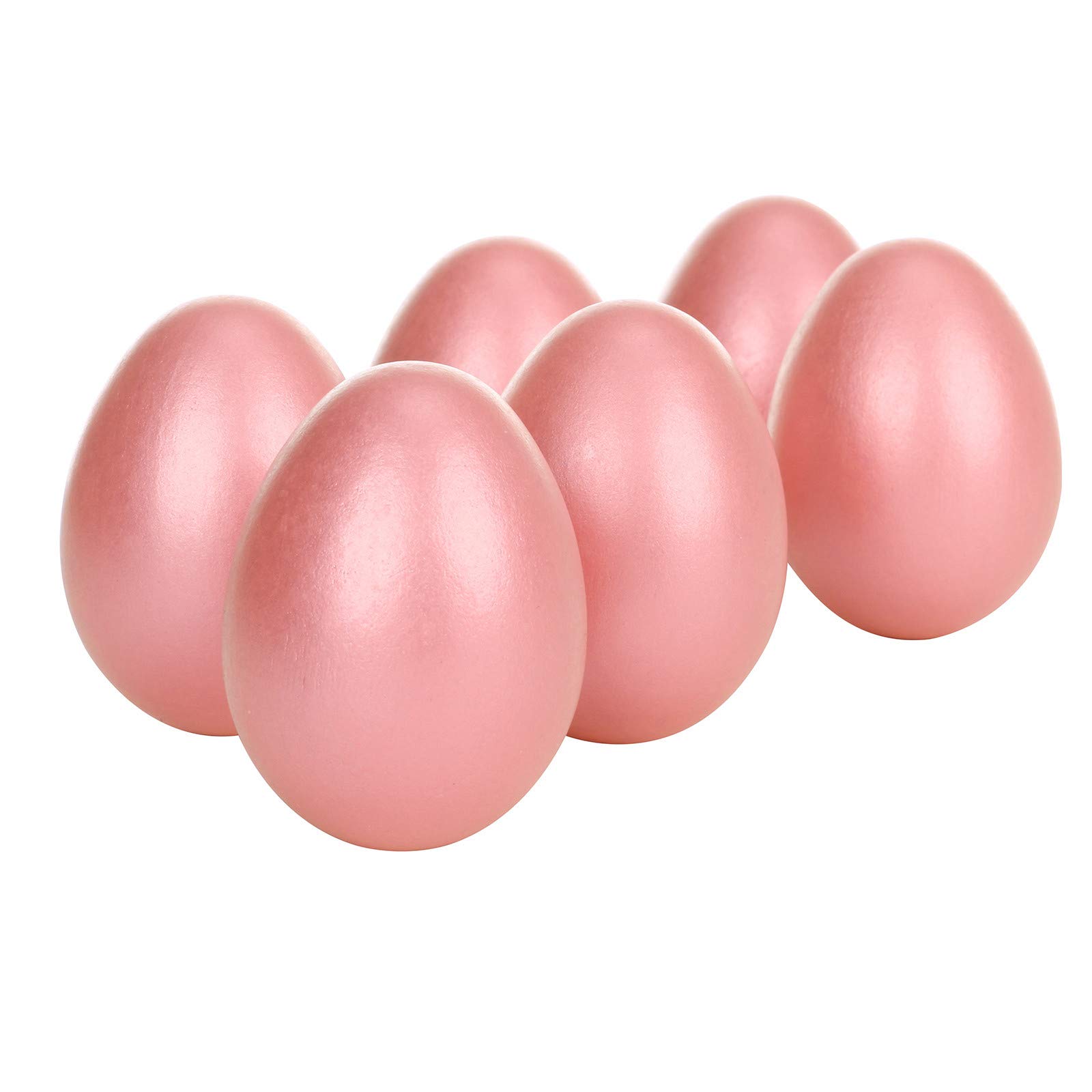2.3 Inch Wooden Fake Burger & Eggs Simulation Toy - 6pcs Easter Home Decoration (Pink, 24x26x8cm) for Kids Play Kitchen & Party Decor