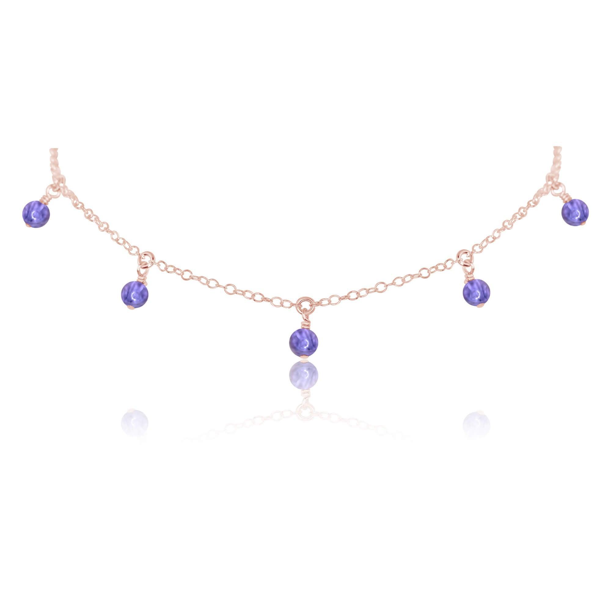 Exquisite Tanzanite Bead Drop Choker Necklace for Women | Elegant Blue Violet Gemstone Jewelry Gift | Perfect for Weddings, Parties & Special Occasions