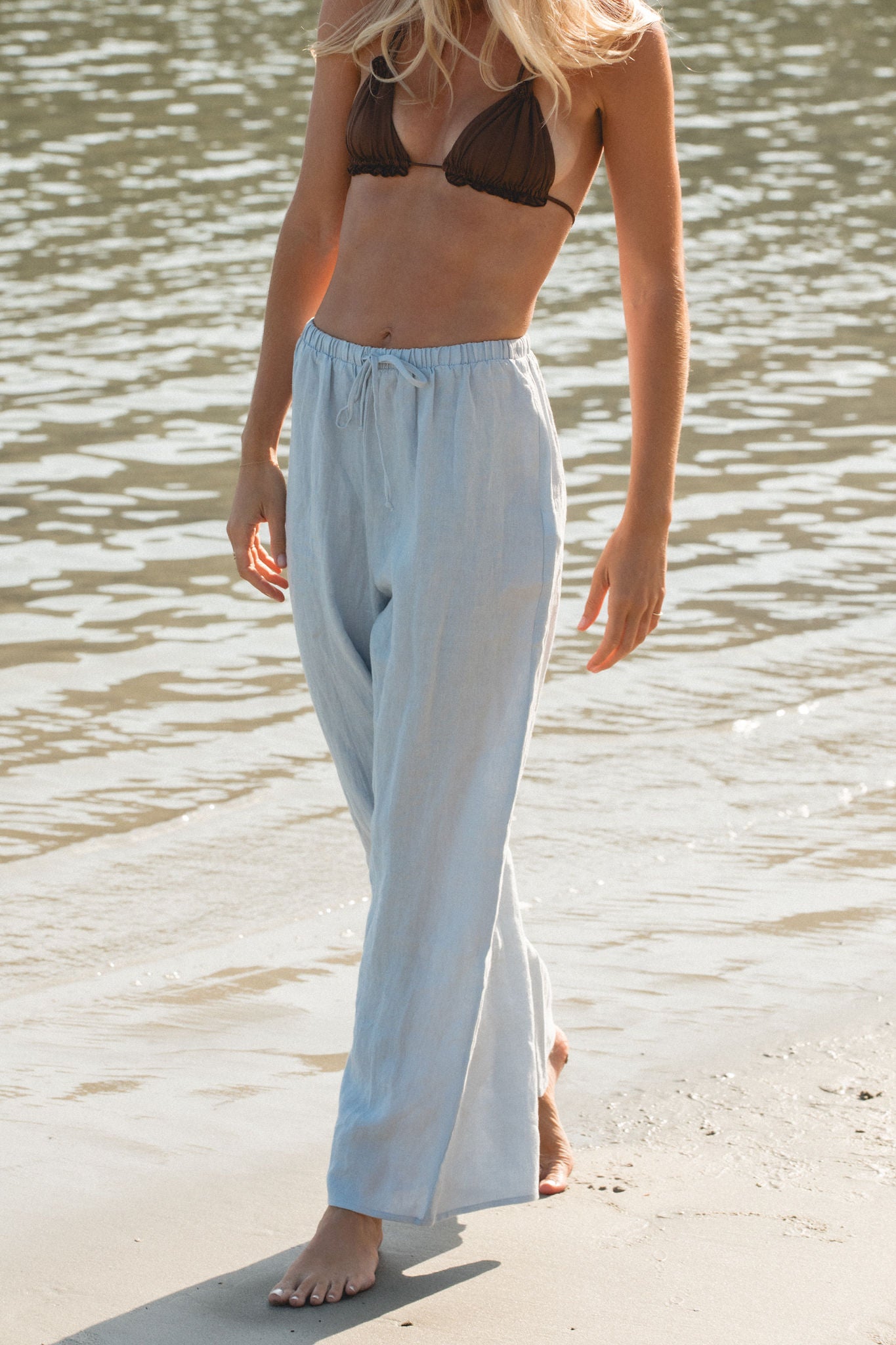 Capri Linen Drawstring Pants for Women - Breathable Summer Casual Pants with Elastic Waist - Perfect for Beach, Yoga, and Lounge Wear