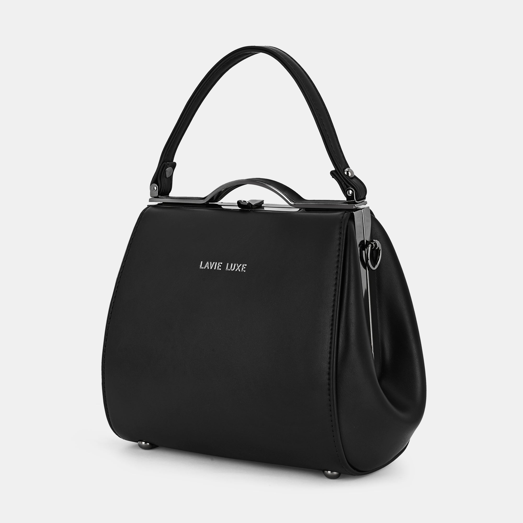 Lavie Luxe Fluff Frame Black Medium Women's Framed Handbag - Stylish Crossbody Purse for Everyday Use, Work & Travel