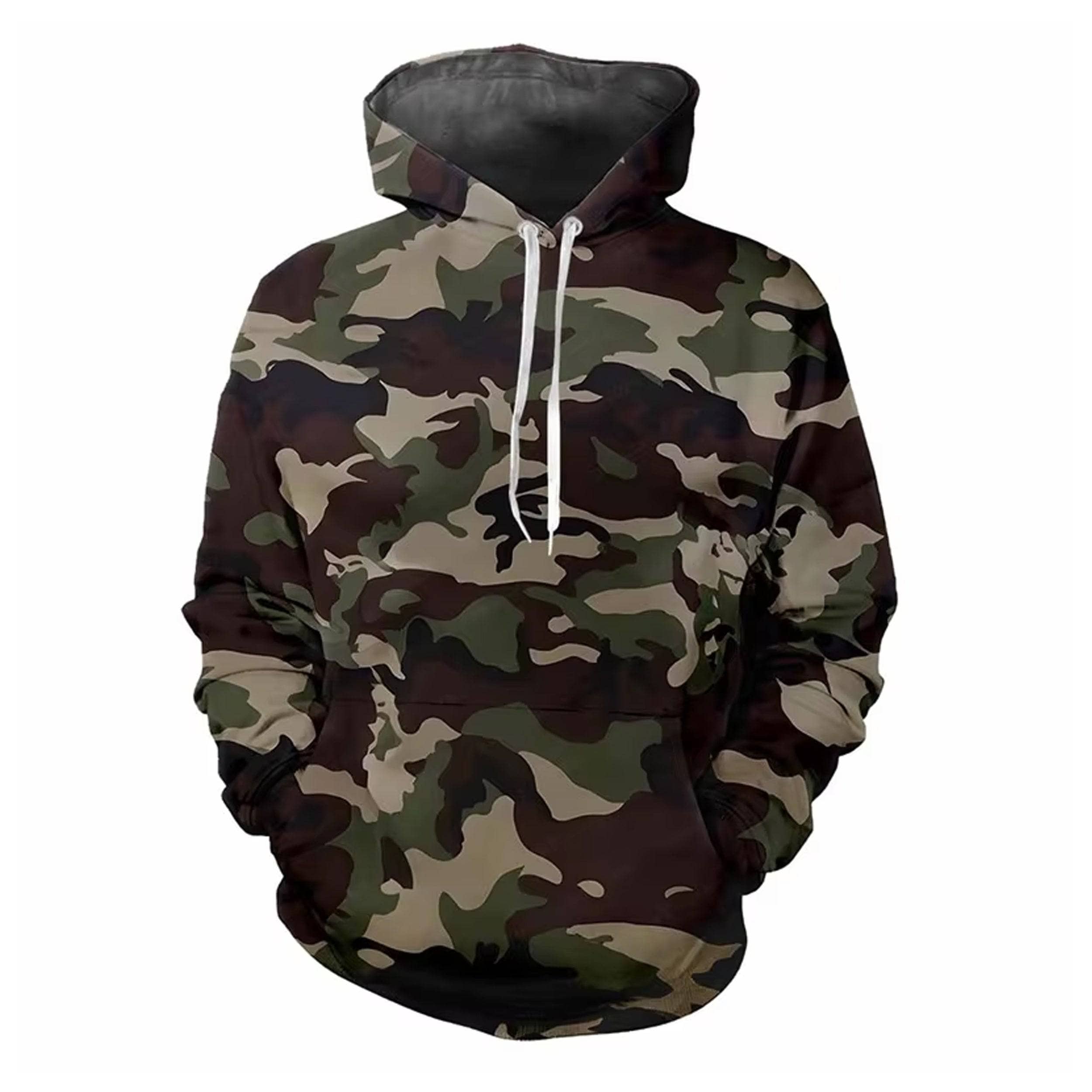 Orange Recon Gear Camo Hoodie - Tactical Military Style Pullover for Outdoor Hunting & Airsoft | Men's Warm Fleece Jacket for Camping, Hiking & Adventure Activities