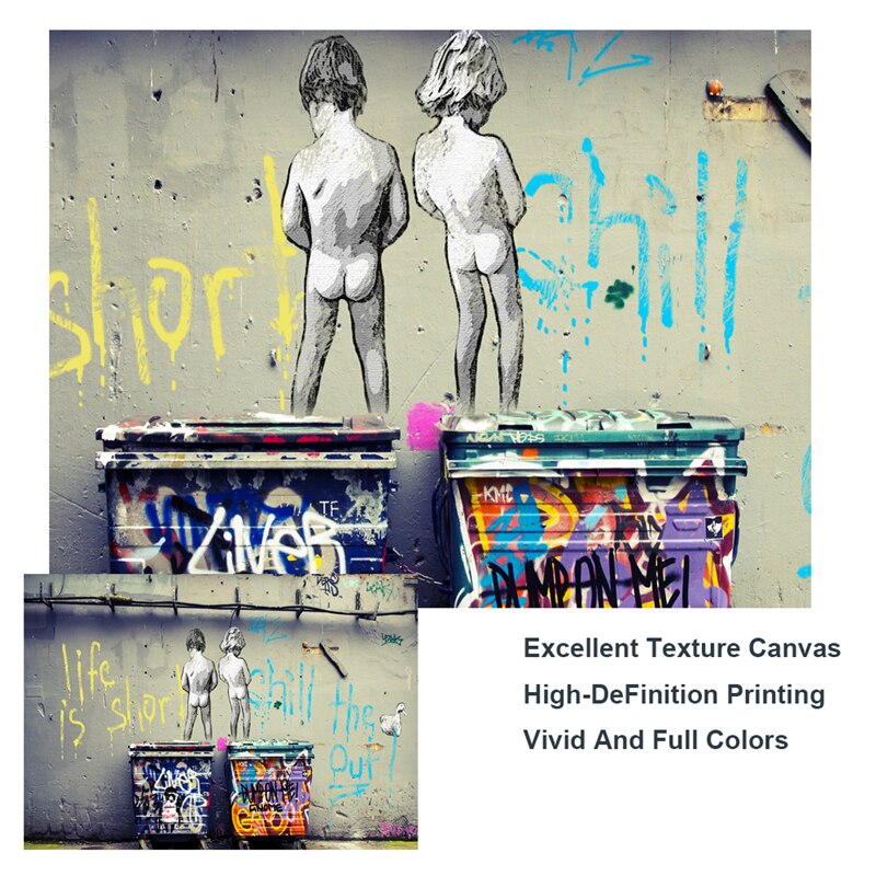 Banksy Life Is Short Canvas Wall Art Print - Minimalist Street Art Poster for Home & Office Decor - Perfect for Living Room, Bedroom & Gifts
