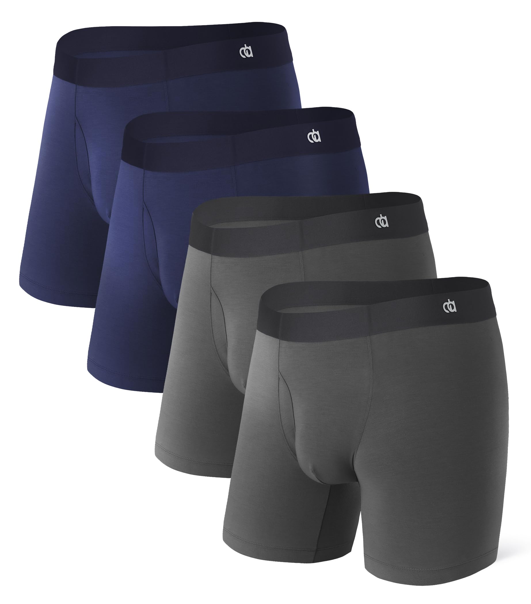 DAVID ARCHY Men's Ultra Soft Micro Modal Boxer Briefs - Moisture Wicking, Seamless Underwear 4-Pack for All-Day Comfort - Perfect for Workout, Travel & Everyday Wear