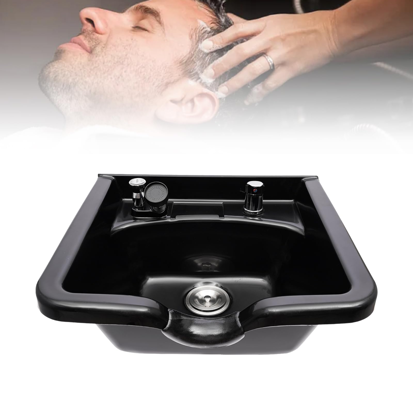 Professional Salon Shampoo Bowl - ABS Backwash Sink with Installation Kit | Durable Hair Washing Basin for Salons & Barbers | Perfect for Hair Styling, Coloring & Spa Treatments