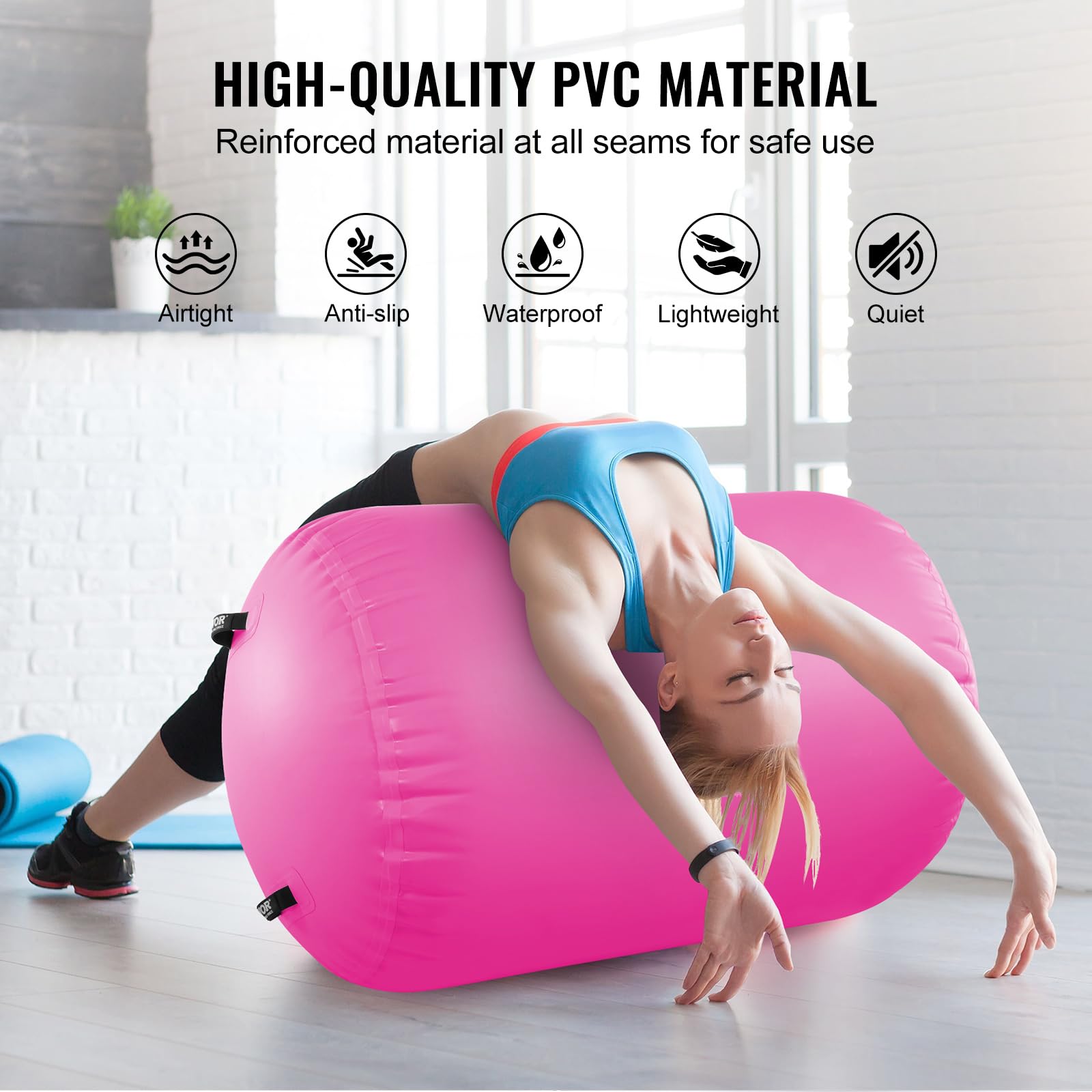 VEVOR Inflatable Gymnastics Air Mat with Electric Pump - Portable Training Mat for Home Gym, Yoga, Cheerleading | Perfect for Indoor Exercise, Outdoor Beach & Park Activities, Water Sports