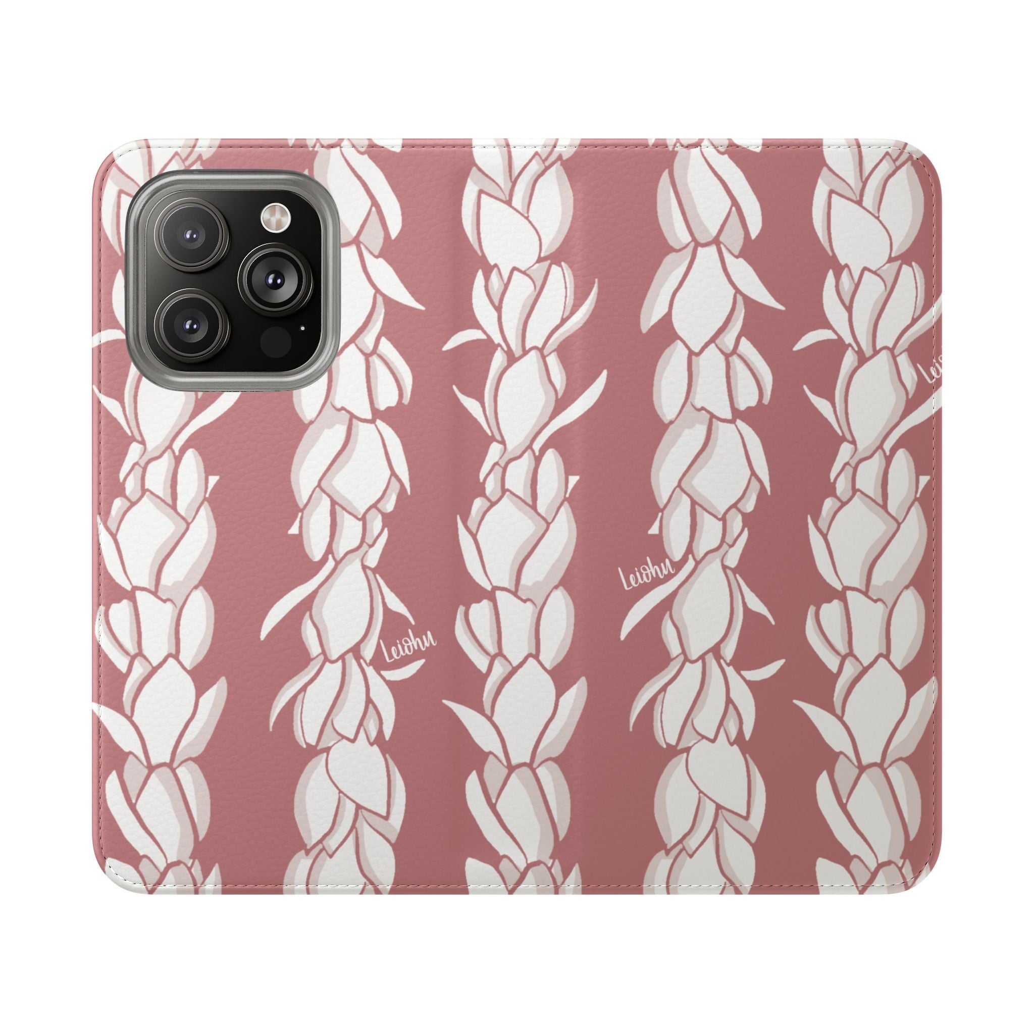 Pikake Lei Folio Case - Premium Hawaiian Flower Design Phone Cover for iPhone & Samsung | Perfect for Travel, Luau Parties & Hawaiian Themed Events