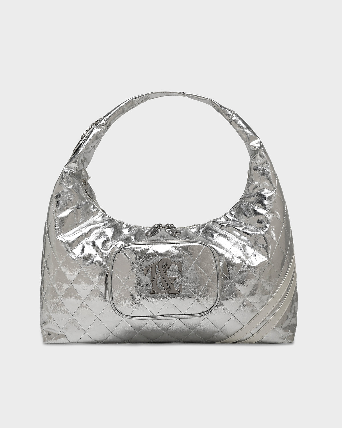 Stylish Silver Diamond Stitch Quilted Tote Bag for Women - Fashionable Handbag for Work, Travel & Everyday Use