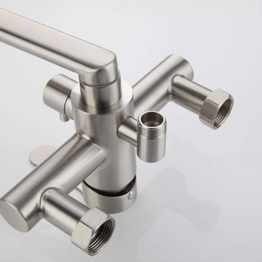 Stainless Steel Wall Mount Kitchen Faucet - Brushed 304 Stainless Steel, Hot & Cold Water, for Sink, Laundry Tub & Double Sink - Perfect for Modern Kitchens & Utility Rooms