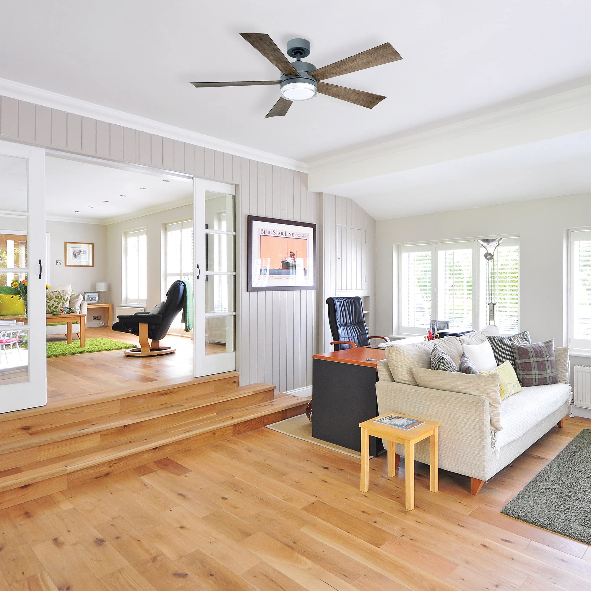 Wynd Smart 52-Inch Ceiling Fan with LED Light Kit, Remote Control, and Alexa/Google Assistant Compatibility for Indoor and Outdoor Use in Living Rooms, Bedrooms, and Patios