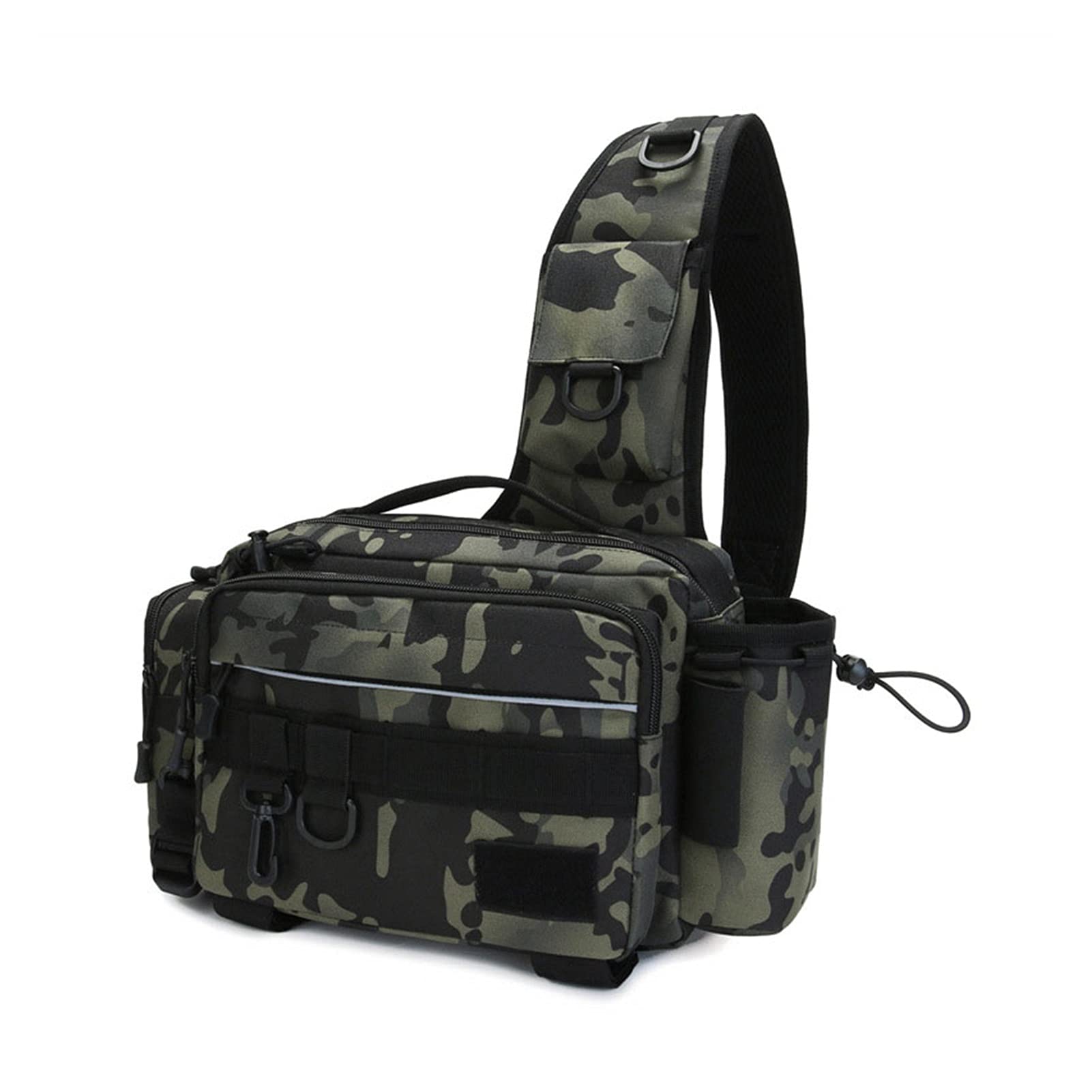 **Durable Fishing Rod Travel Bag - Multifunctional Tackle Storage for Lures & Gear - Portable Crossbody Shoulder Bag for Outdoor Sports (Dark Night Camo) - Perfect for Camping, Hiking & Fishing Trips**