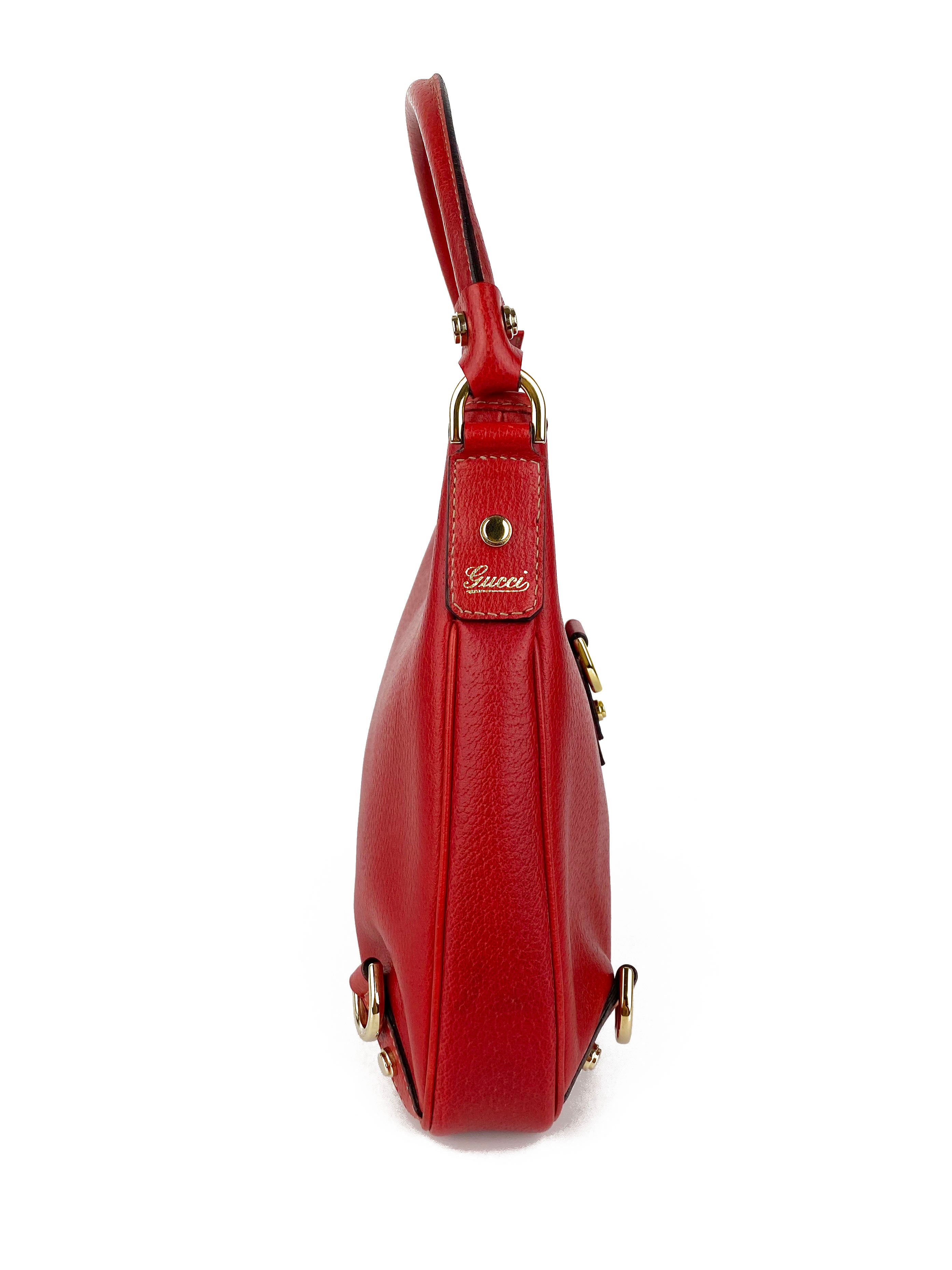 Authentic Gucci Vintage Red Hobo Leather Handbag for Women | Luxury Designer Shoulder Bag | Perfect for Date Night, Parties & Travel