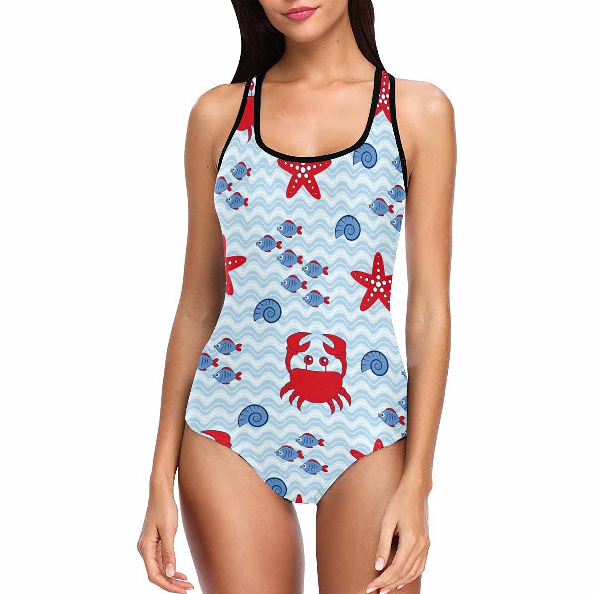 **InterestPrint Women's High Waist One Piece Swimsuit - Marblehead Lighthouse Design - Bathing Suit for Swimming, Beach Vacation & Pool Parties**