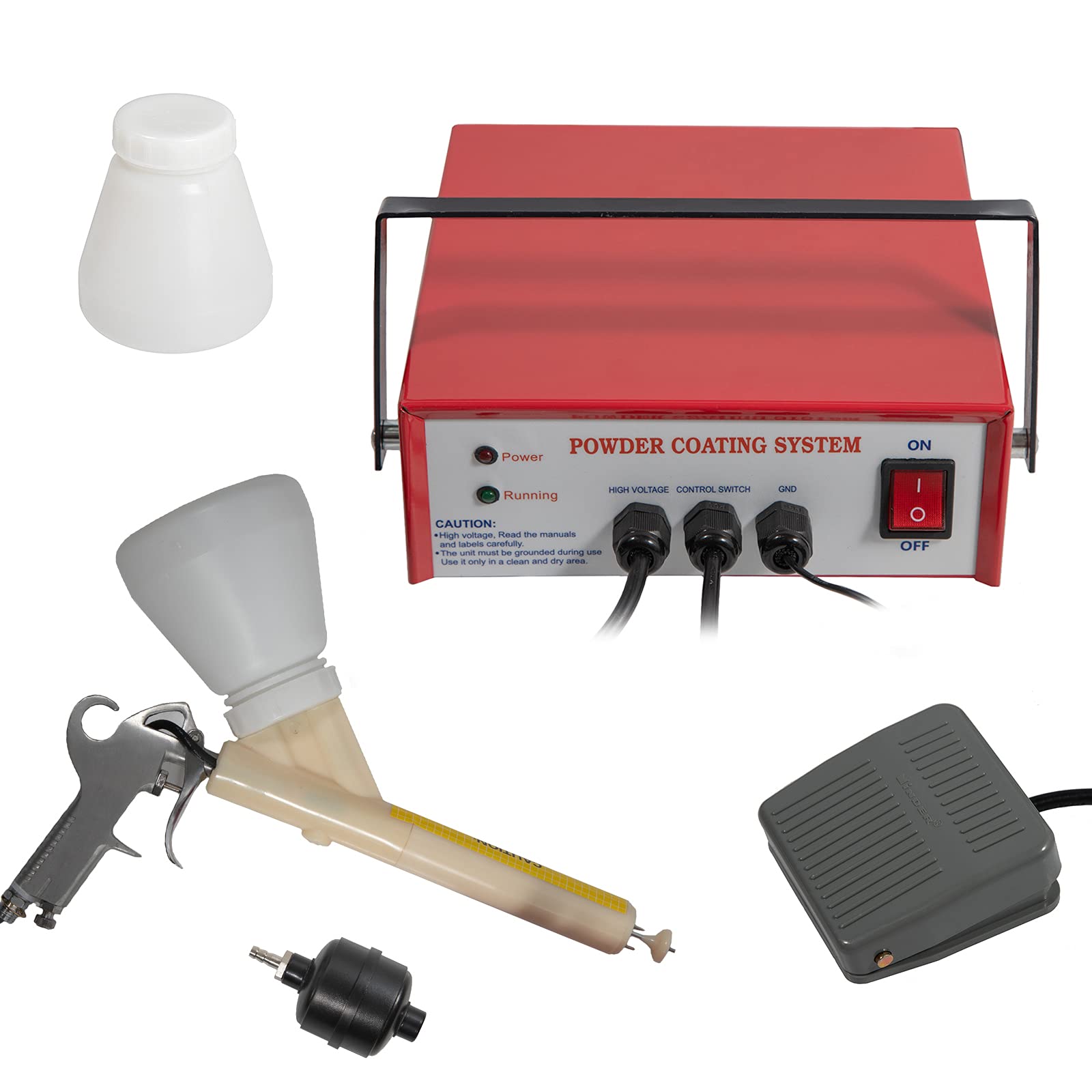 **Powder Coating Gun Kit PC03-2 - Electric Portable Powder Coating System with Foot Switch & 2 Plastic Bottles - DIY Automotive, Home, Garden Projects (Red-1) - Perfect for Metal Furniture, Bike Frames & DIY Crafts**