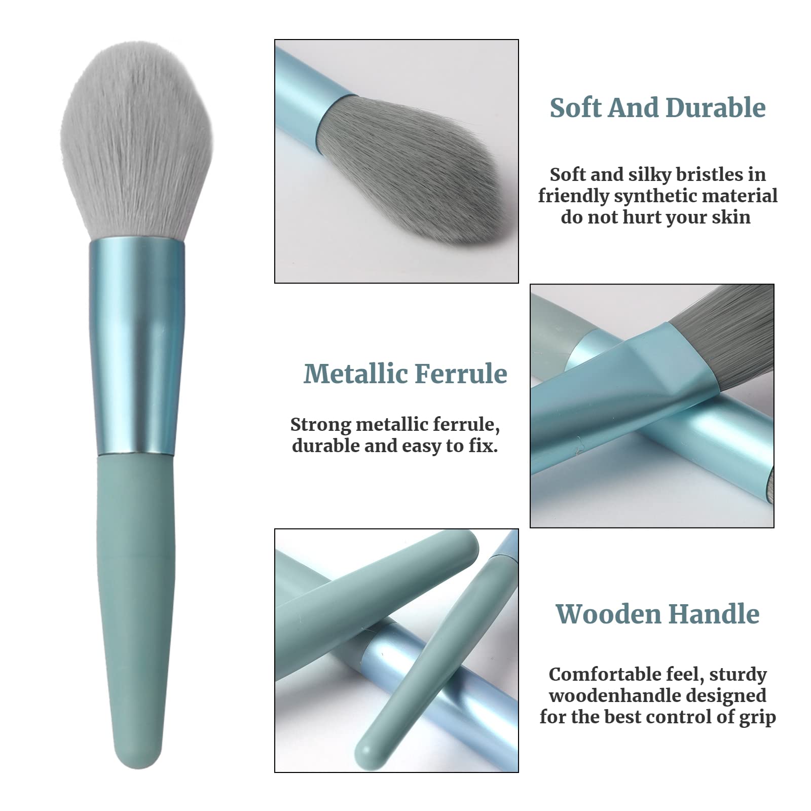 8-Piece Synthetic Makeup Brush Set - Foundation, Blending, Powder, Blush, Concealer & Eye Brushes for Flawless Makeup Application | Perfect for Daily Use, Professional Makeup & Travel