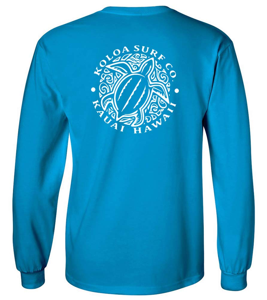 Koloa Surf Hawaiian Turtle Logo Long Sleeve T-Shirt for Men - Regular, Big & Tall Sizes - Comfortable Beachwear & Casual Surf Style Shirt for Vacation, Surfing, and Everyday Wear