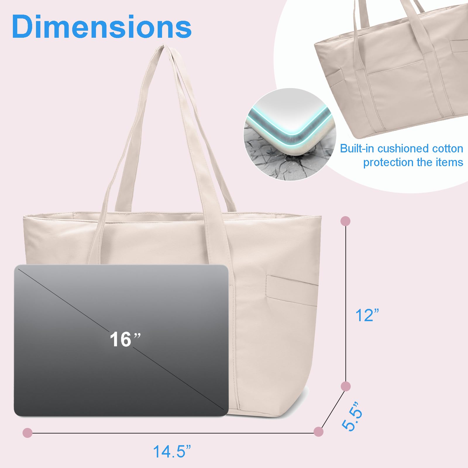 CTWWFS Women's Large Zippered Tote Bag - Stylish Top Handle Handbag for Travel, Work & Daily Use | Durable Travel Essentials & Work Tote for Commuters, Office & Weekend Getaways