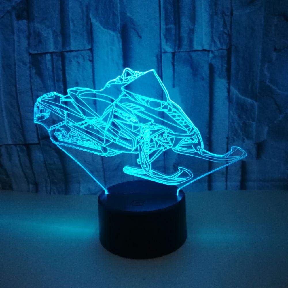 3D Illusion Snowmobile Remote Control Night Light - 16 Color Changing Dimmable LED Lamp for Bedroom, Kids Room & Nursery | Perfect for Sleep Aid, Decoration & Children's Gift