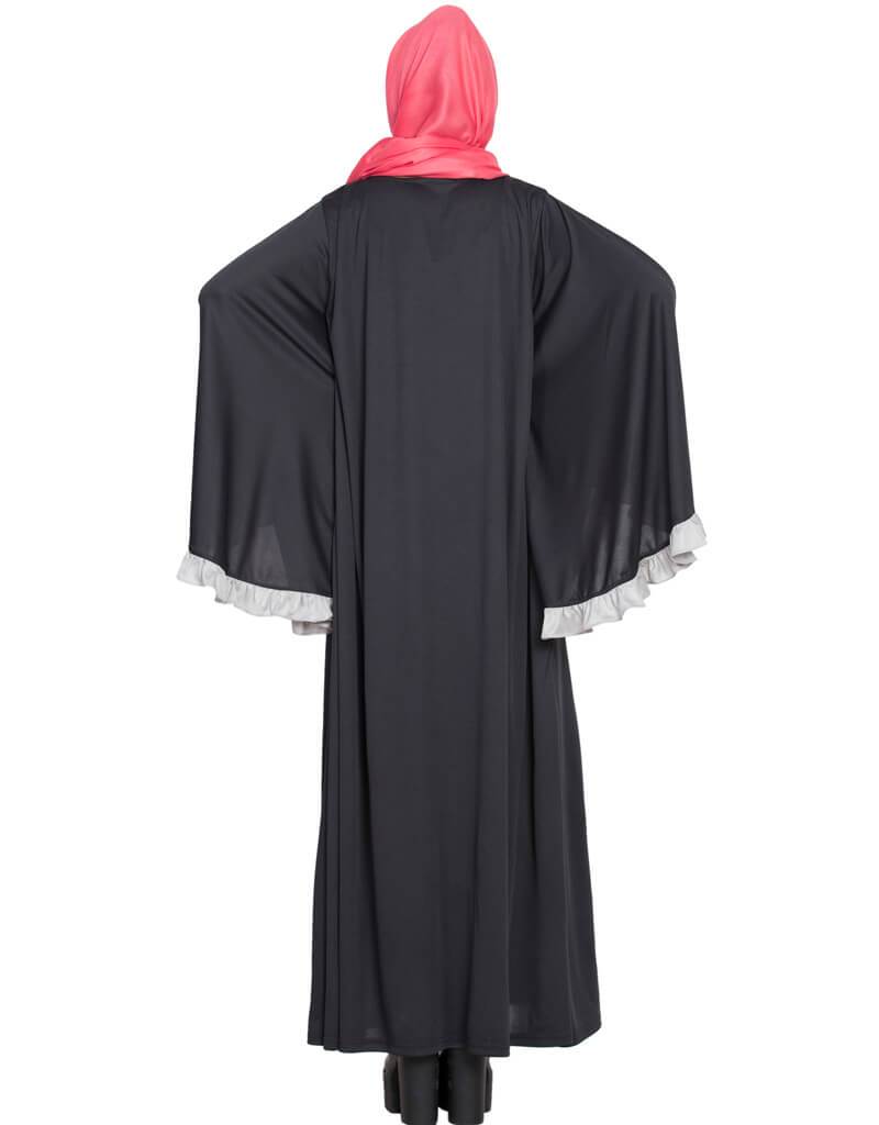 Elegant Arabic Butterfly Sleeve A-Line Casual Abaya Dress for Women - Grey Islamic Prayer Dress for Mosque, Eid & Everyday Wear