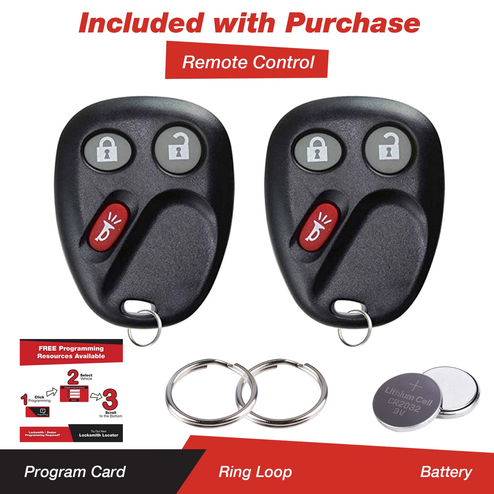 Keyless Entry Remote Car Key Fob Replacement for Chevy Trailblazer & GMC Envoy (2-Pack) - Easy Programming, Durable Design | Perfect for Spare Keys, Vehicle Access & Key Replacement Needs