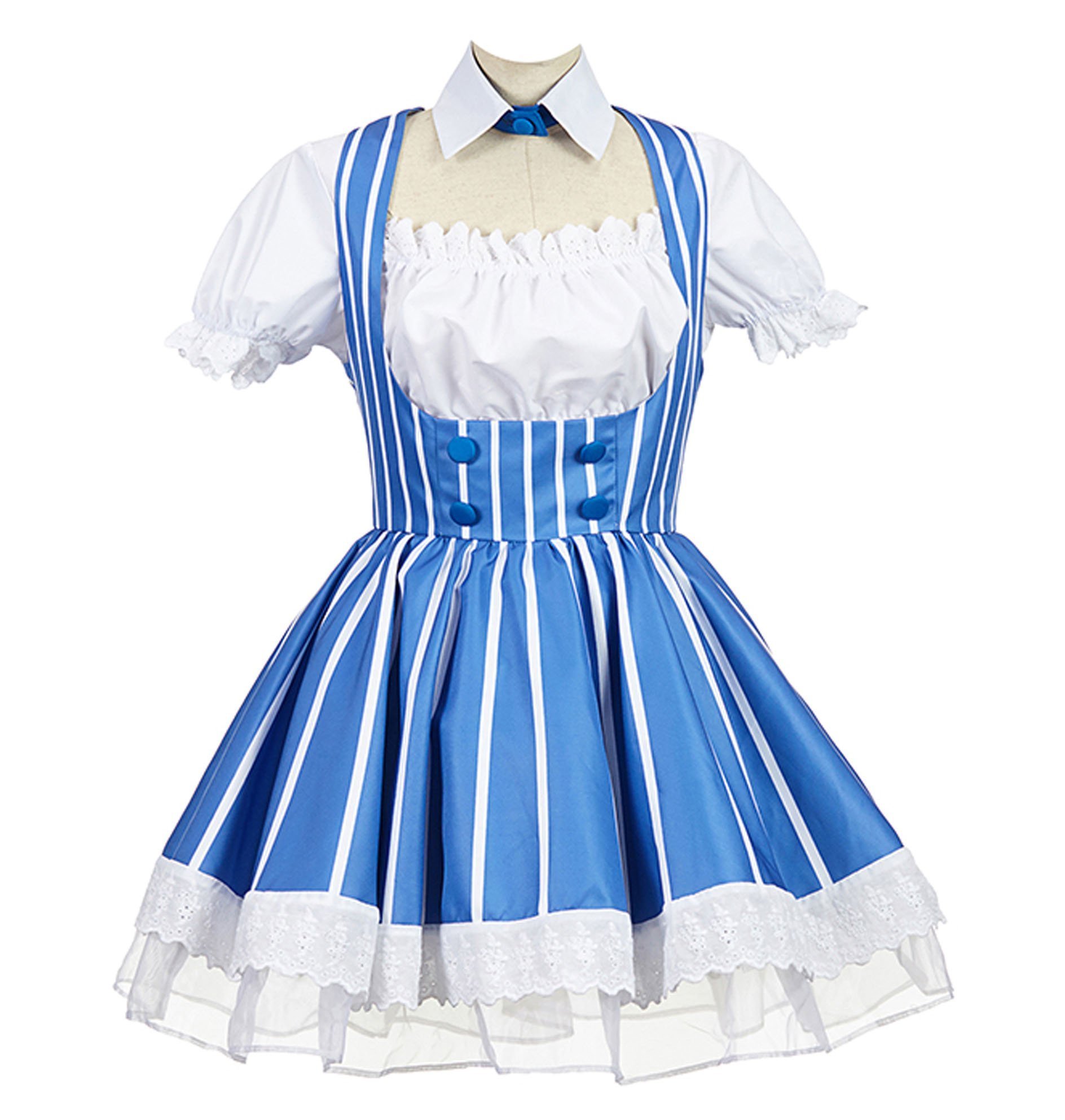 Blue and White Lolita Maid Cosplay Costume for Girls - Perfect for Anime Conventions, Halloween & Themed Parties