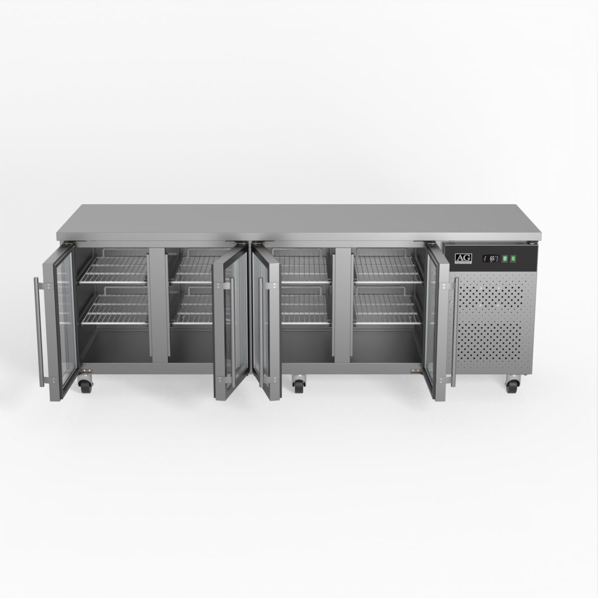 AG 4 Glass Door Commercial Worktop Refrigerator - Under Counter Fridge for Restaurants, Bars & Kitchens | Perfect for Food Storage & Beverage Cooling