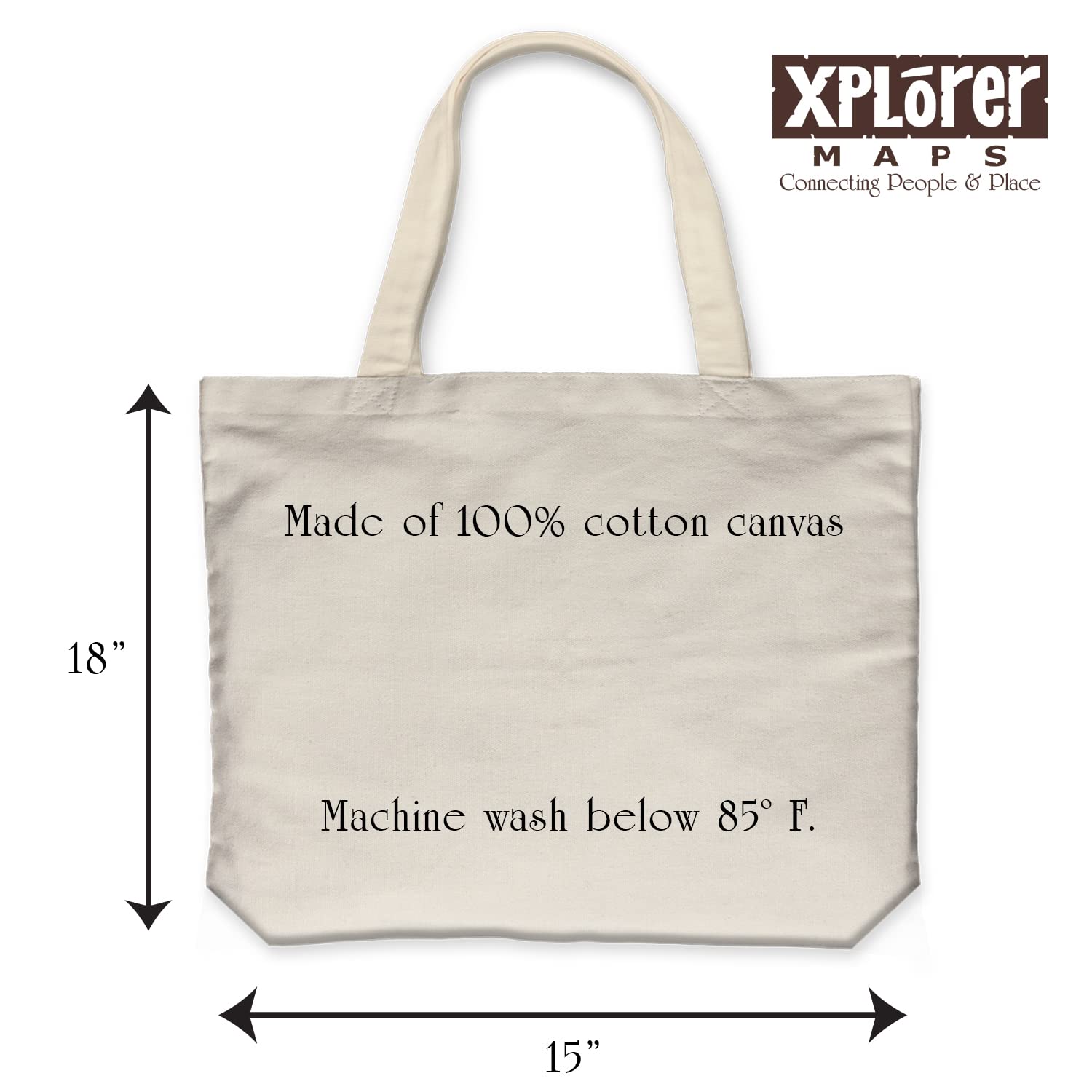 Boston Canvas Tote Bag with Handles - 100% Cotton Reusable Eco-Friendly Grocery Shopping Bag (18
