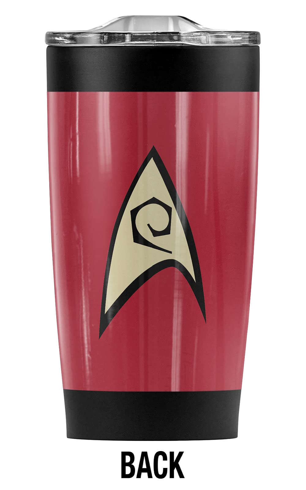 Star Trek Engineering Uniform Stainless Steel Tumbler 20oz - Vacuum Insulated Double Wall Coffee Travel Mug with Leakproof Sliding Lid - Keeps Hot & Cold Beverages Perfect Temperature - Ideal for Office, Commuting, Camping & Gifts for Trekkies