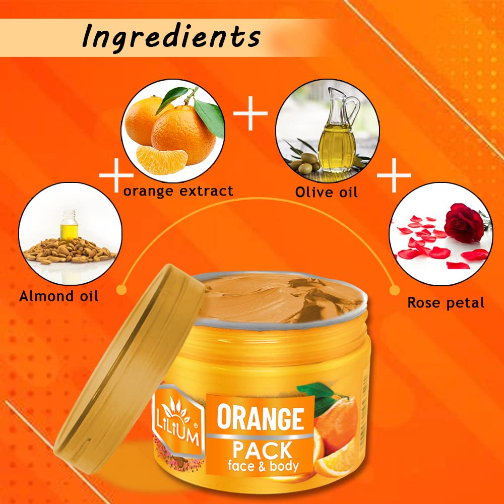 Lilium Orange Face Pack 250g - Natural Extract Enriched Brightening & Glowing Skin Care | Perfect for Daily Skincare Routine & Spa Treatments