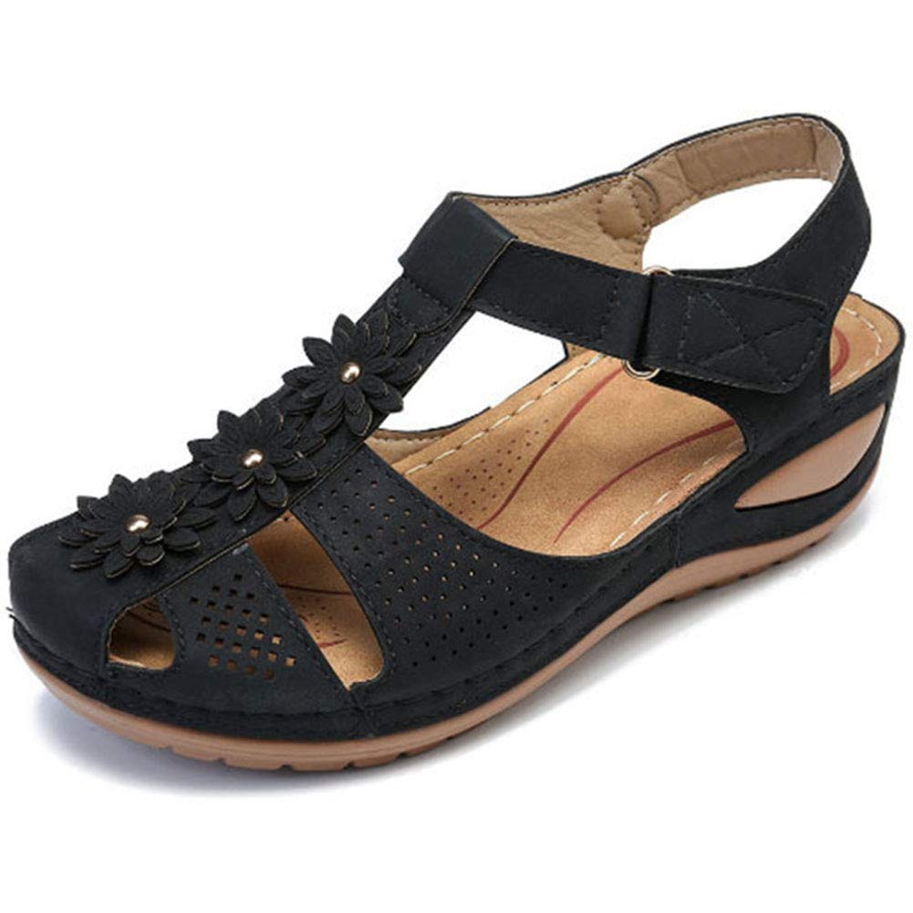VIMISAOI Women's Comfortable Cutout Hook and Loop Summer Athletic Wedge Sandals - Breathable Walking Shoes for Beach, Gym & Outdoor Activities