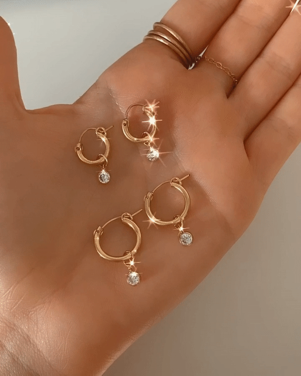 White CZ Thick Hoop Earrings for Women - Sparkling Cubic Zirconia Chunky Hoops - Perfect for Parties, Weddings & Everyday Wear