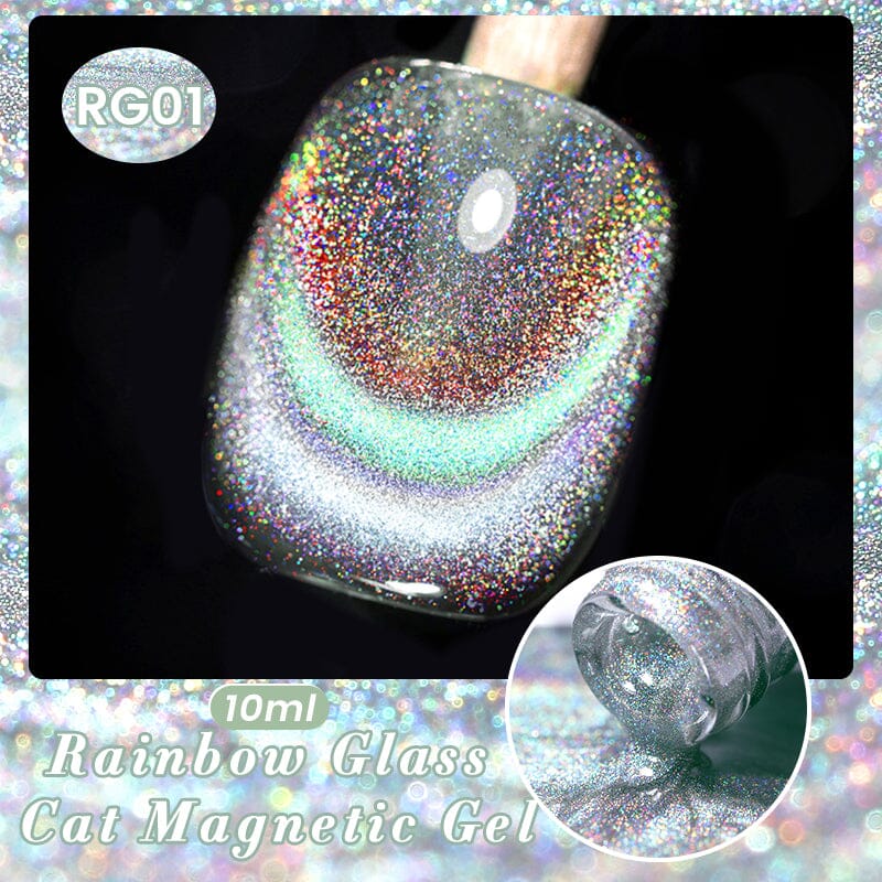 Iridescent Rainbow Glass Cat Magnetic Gel Polish 10ml - Long Lasting Nail Art Polish for Manicure & Pedicure - Perfect for Parties, Weddings, and Special Occasions
