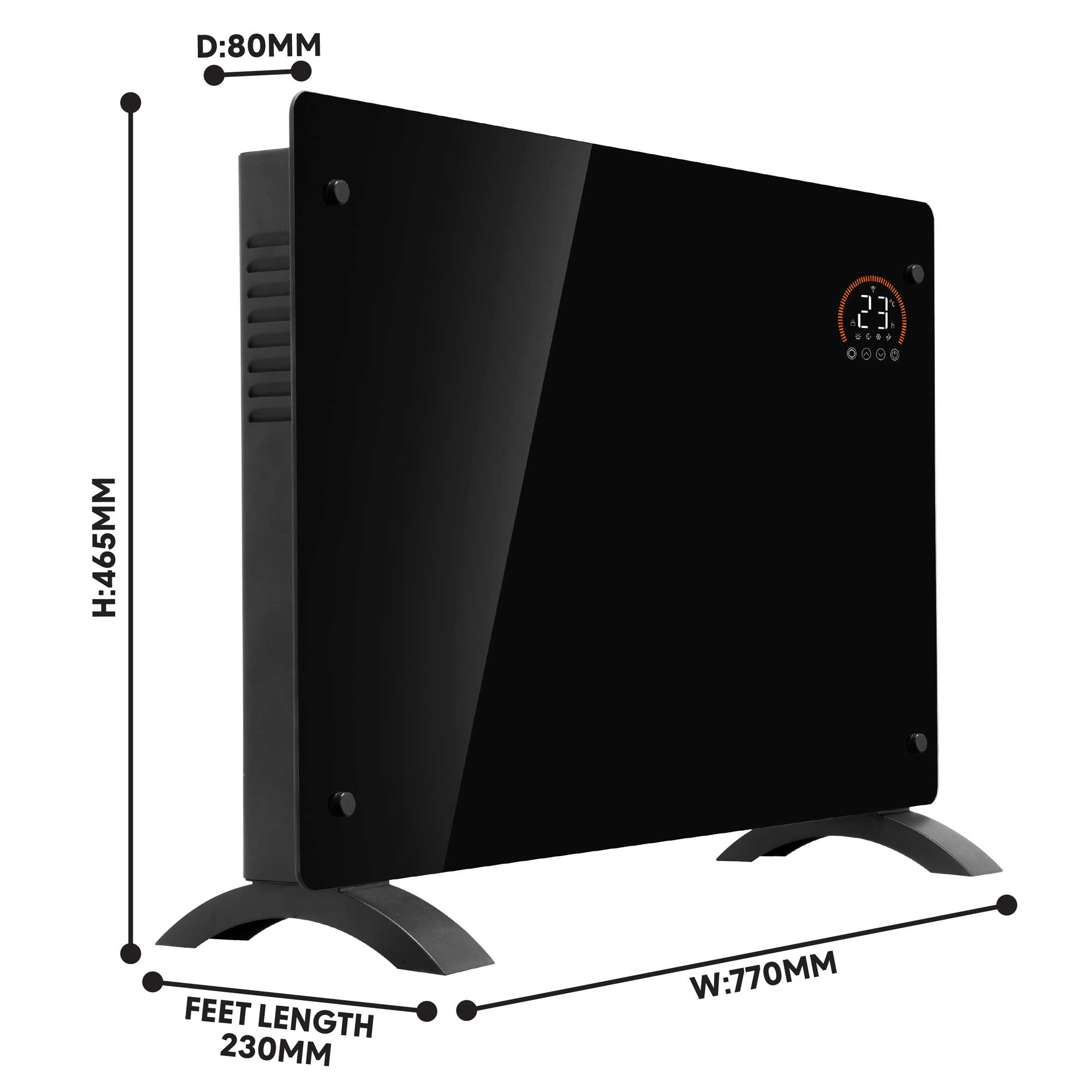 Baridi 2000W Smart WiFi Electric Glass Panel Heater with 24/7 Timer & Remote Control - Black DH139 - Perfect for Bedroom, Office & Home Heating
