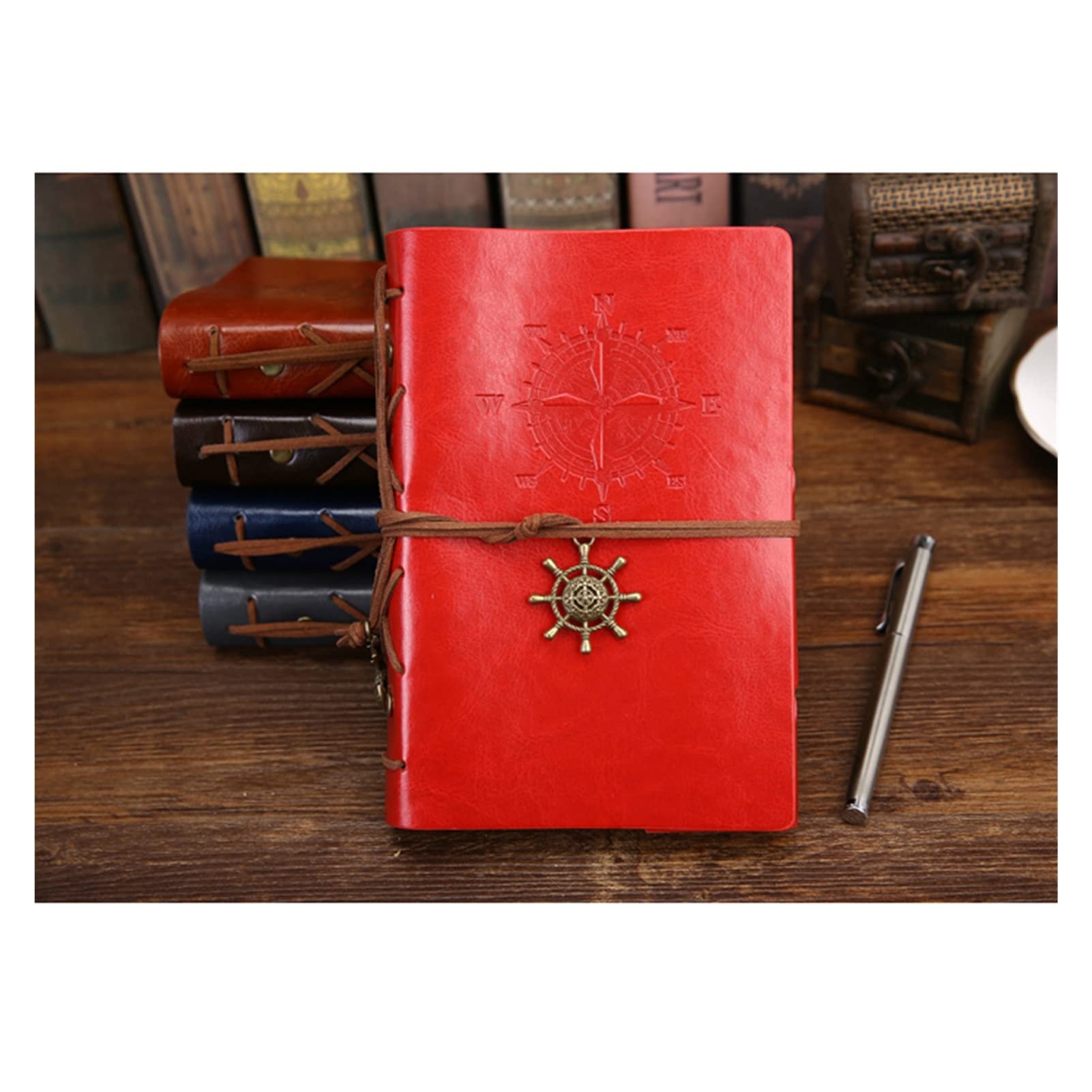 Vintage PU Leather Spiral Notebook - Retro Travel Journal with Replaceable Paper, Medium Size 130x185mm, Perfect for Writing, Sketching & Gift Giving (Color D) | Ideal for Students, Office Use & Travel Diaries