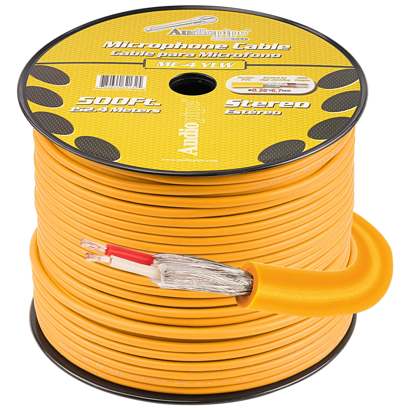 500 Ft Microphone Cable (MC 4 YLW) - High-Quality XLR Microphone Cable for Professional Audio, Studio Recording & Live Performances - Durable & Flexible for Stage, Church, and Home Studio Use