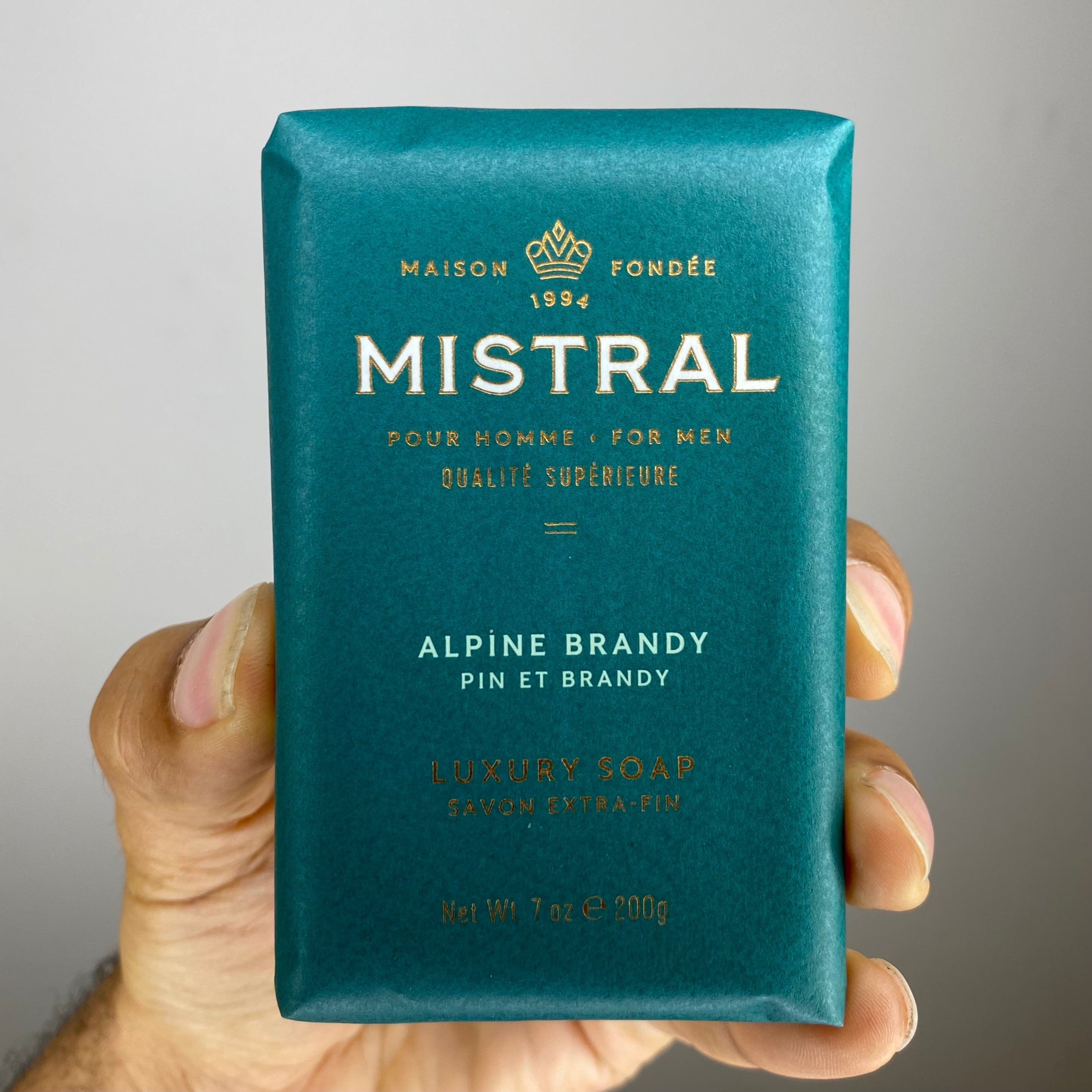 Alpine Brandy Mistral Men's Bar Soap - Luxury Scented Soap for Men, Handmade with Natural Ingredients - Perfect for Daily Shower, Grooming & Gift Giving