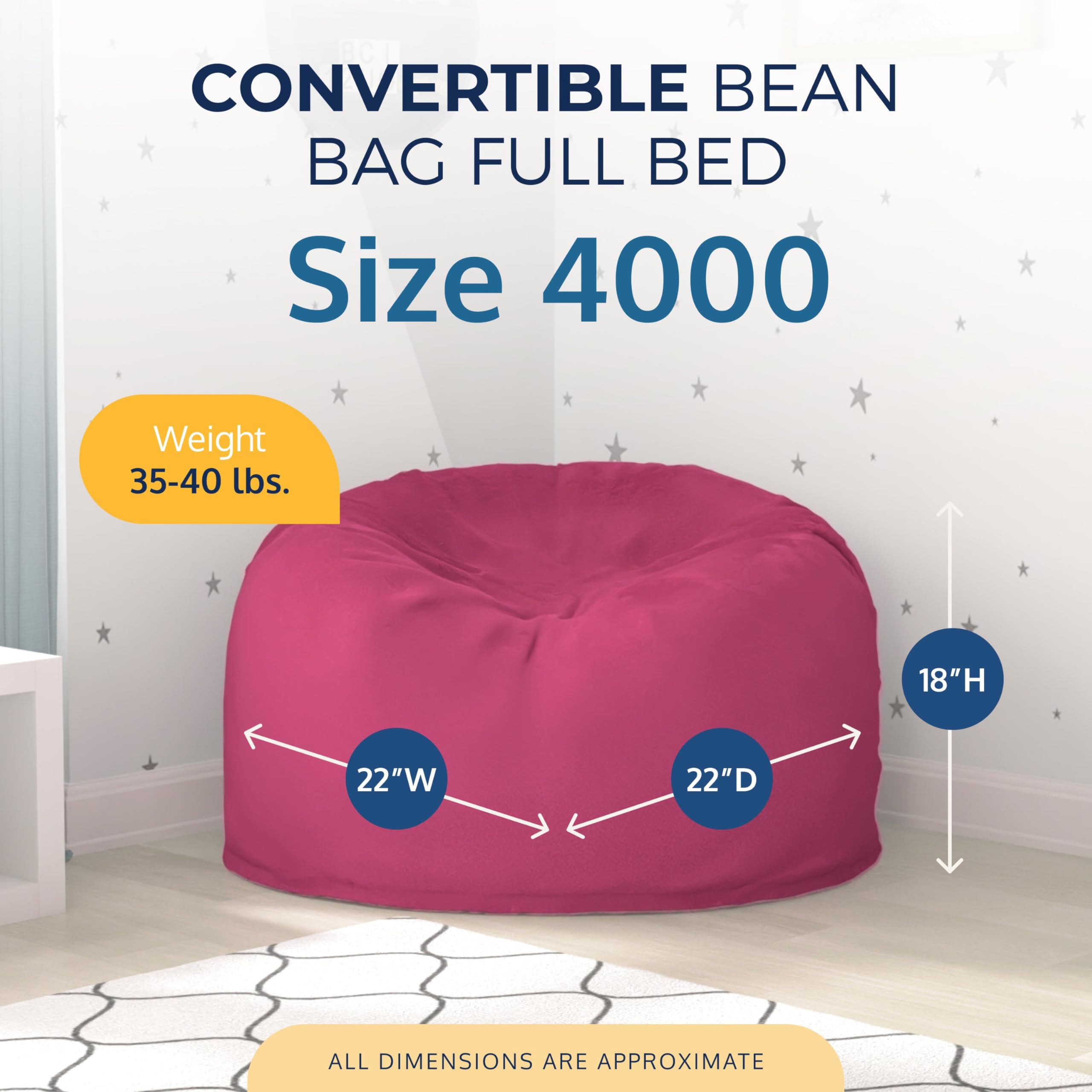ULTIMATE SACK 4ft Oversized Bean Bag Chair with Footstool - Pink Fur Luxury Lounger for Adults | Perfect for Living Room, Game Room & Dorm Relaxation