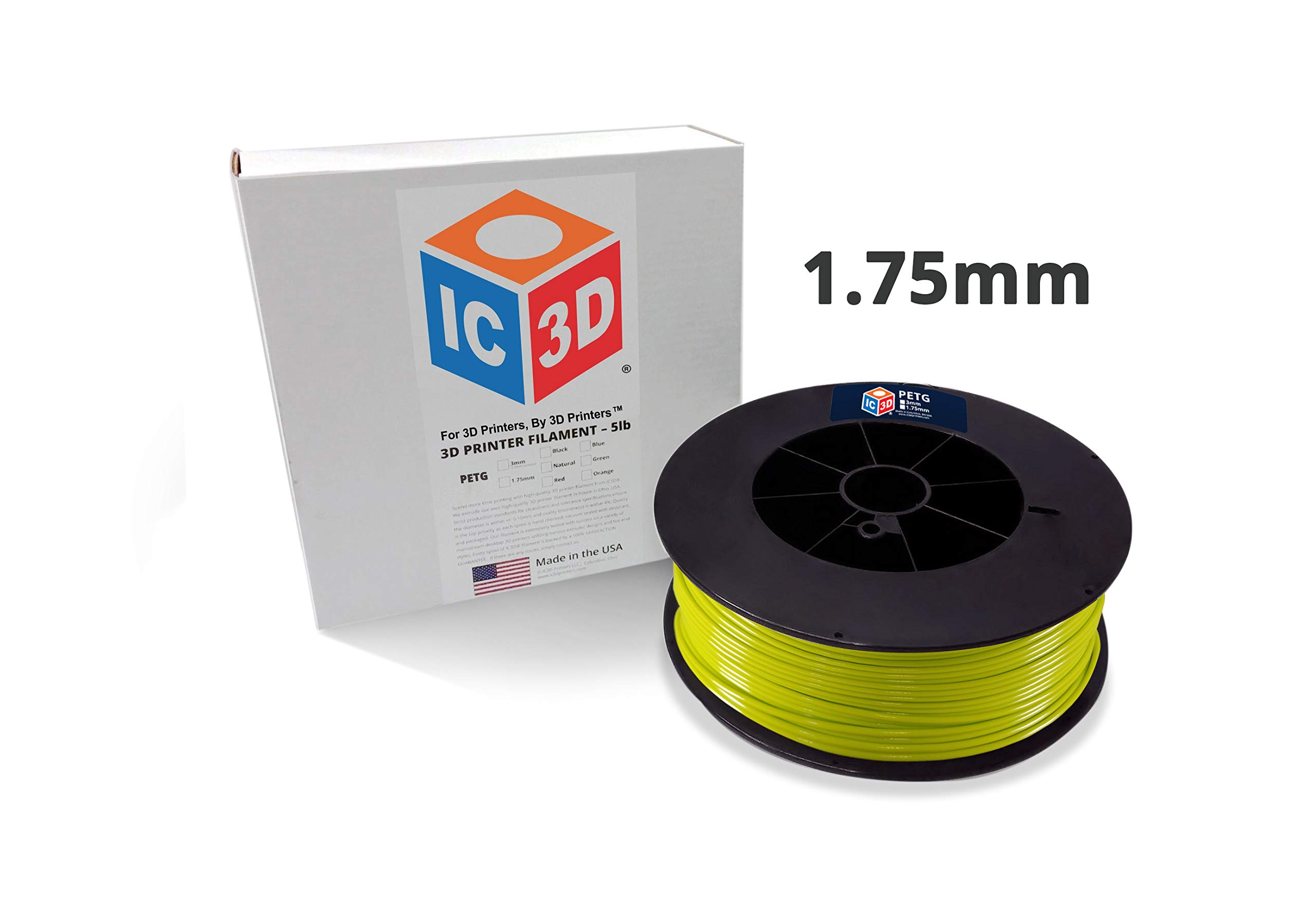 Premium 1.75mm PETG 3D Printer Filament - Bright Green - 2.5kg Spool (5.5lbs) - High Precision +/-0.05mm - Professional Grade 3D Printing Material - Made in USA - Perfect for Functional Parts, Prototypes & DIY Projects
