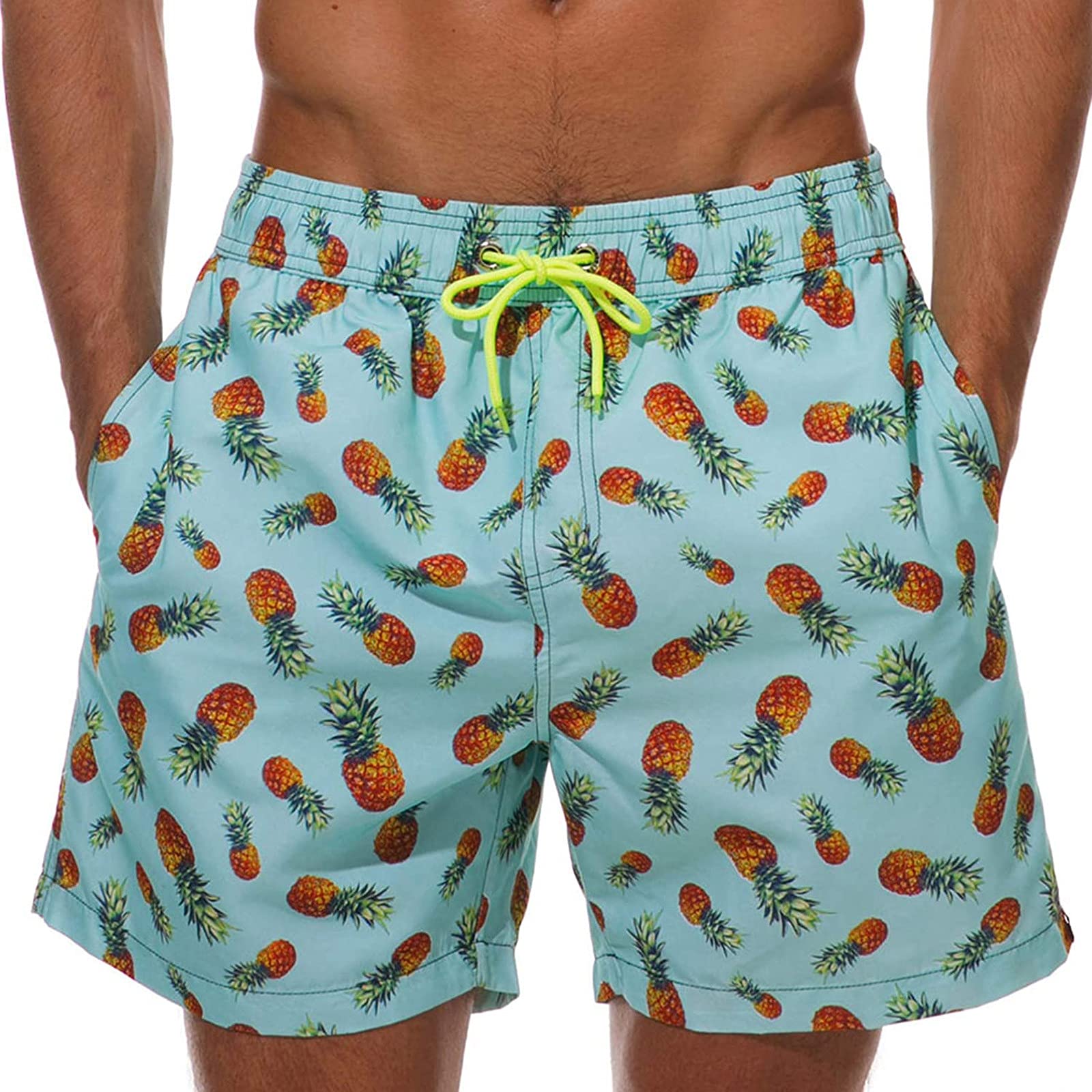 **CLEEYYS Men's Quick Dry Swim Shorts with Drawstring - Elastic Waist Board Shorts for Swimming, Beach, Jogging & Casual Wear**