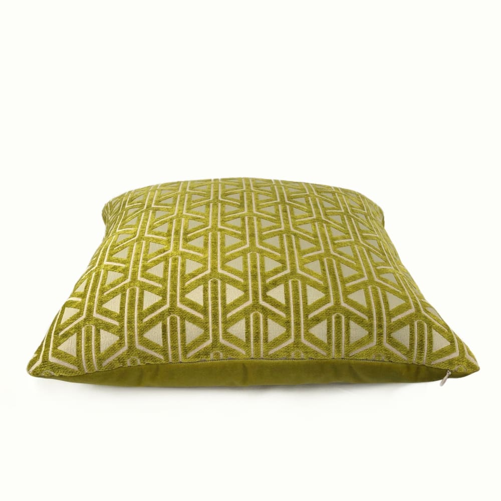 Emerson Chartreuse Wishbone Lattice Decorative Pillow Cover - Bohemian Style Home Decor for Living Room, Bedroom & Sofa