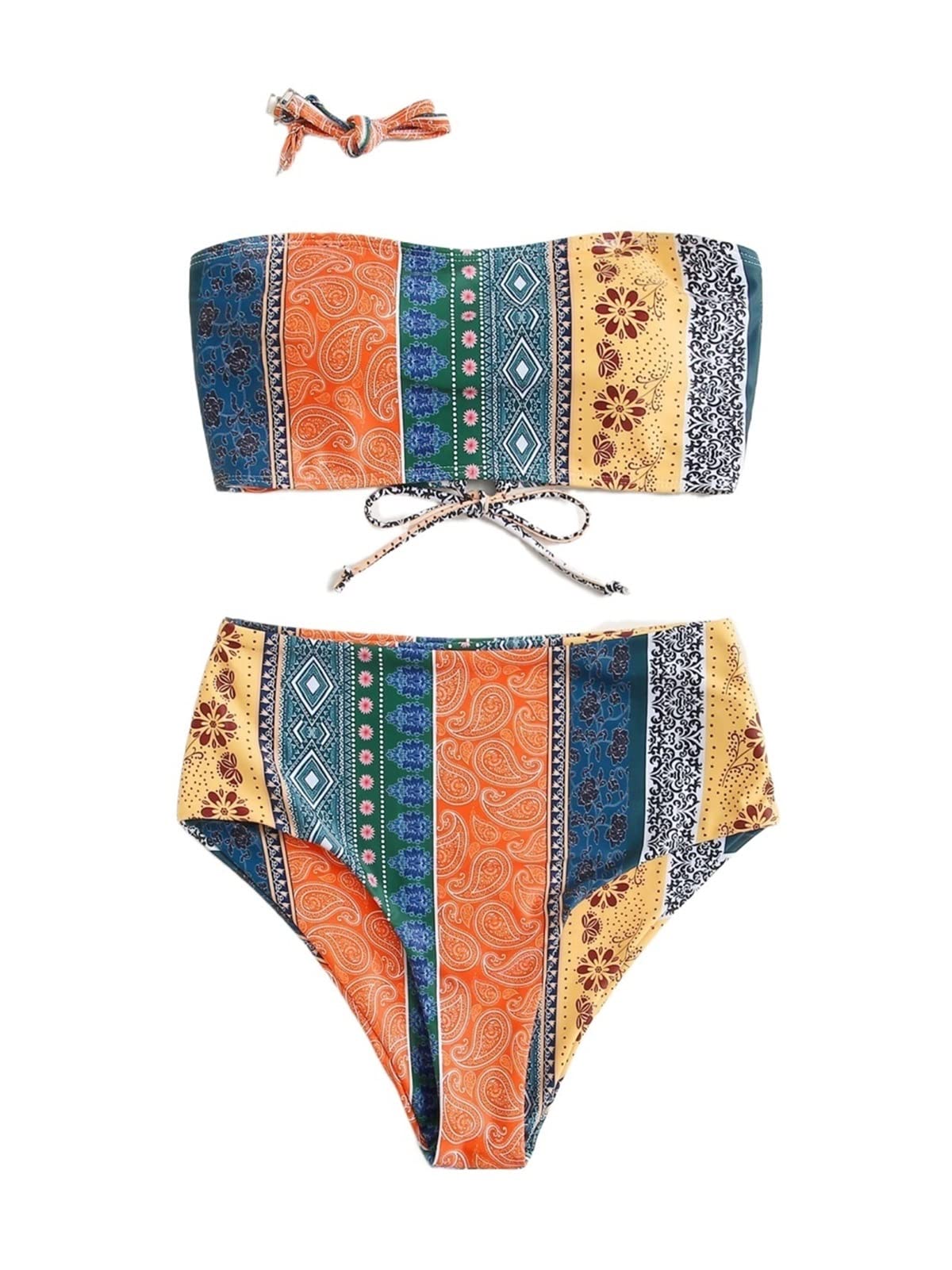 TINMIIR Women's Lace-Up Back Bandeau Bikini Set - Sexy Swimwear for Beach, Pool & Summer Vacations